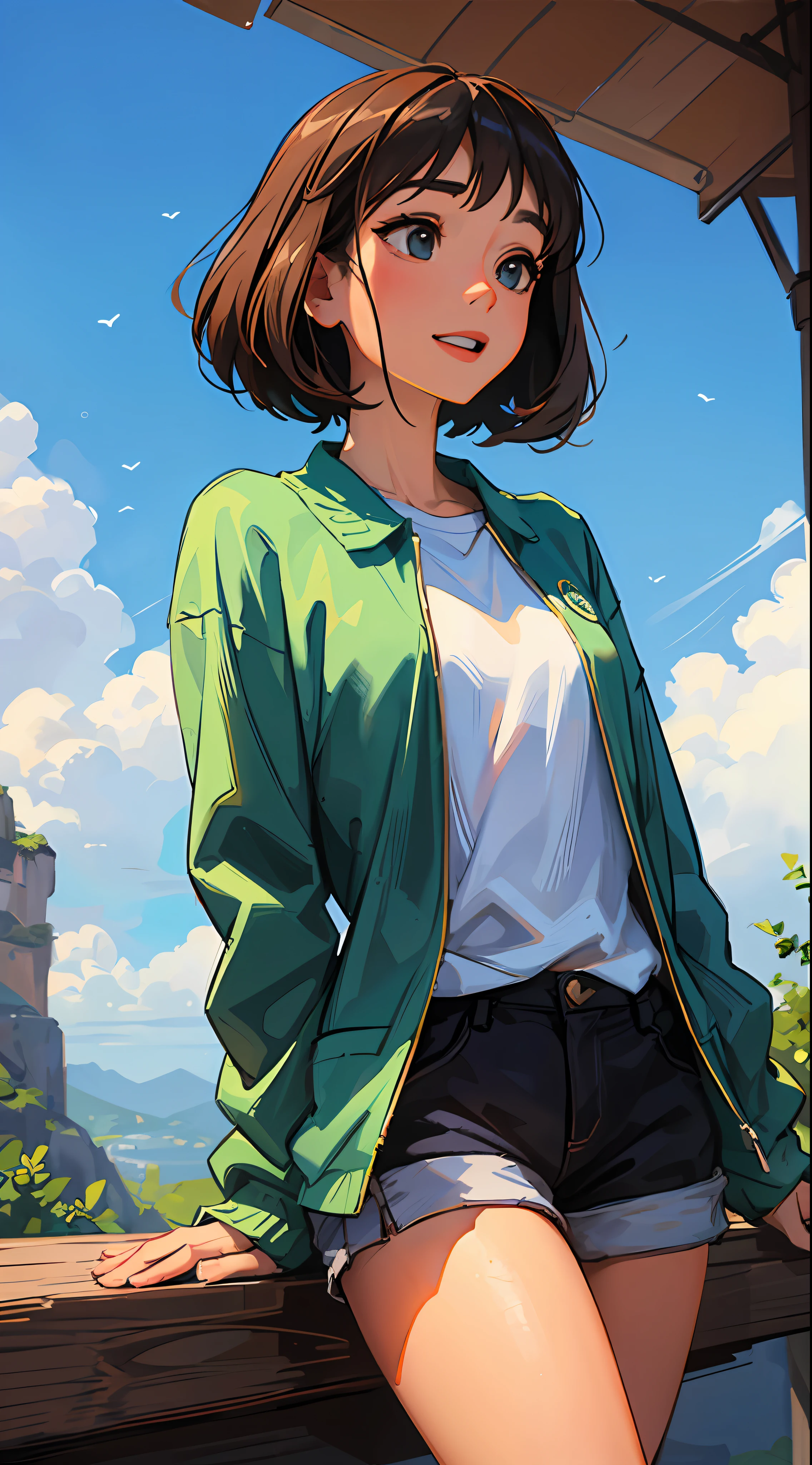 obra-antes, 1girl, (corpo inteiro), cabelos multicoloridos, \ceu azul e nuvens felpudas/ ornamento de cabelo da nota musical, heart-olhos em forma, sorriso leve, Ghibli-como cores, Ghibli-como cores, Ghibli-como cores, cinematic lighting, profundidade de campo, scharacter chart, Largo-Angle, Funciona antes, Funciona antes, anatomicamente correto, pele texturizada, super detalhe, de alta qualidade, Premiado, Alto, best qualidade, 8k