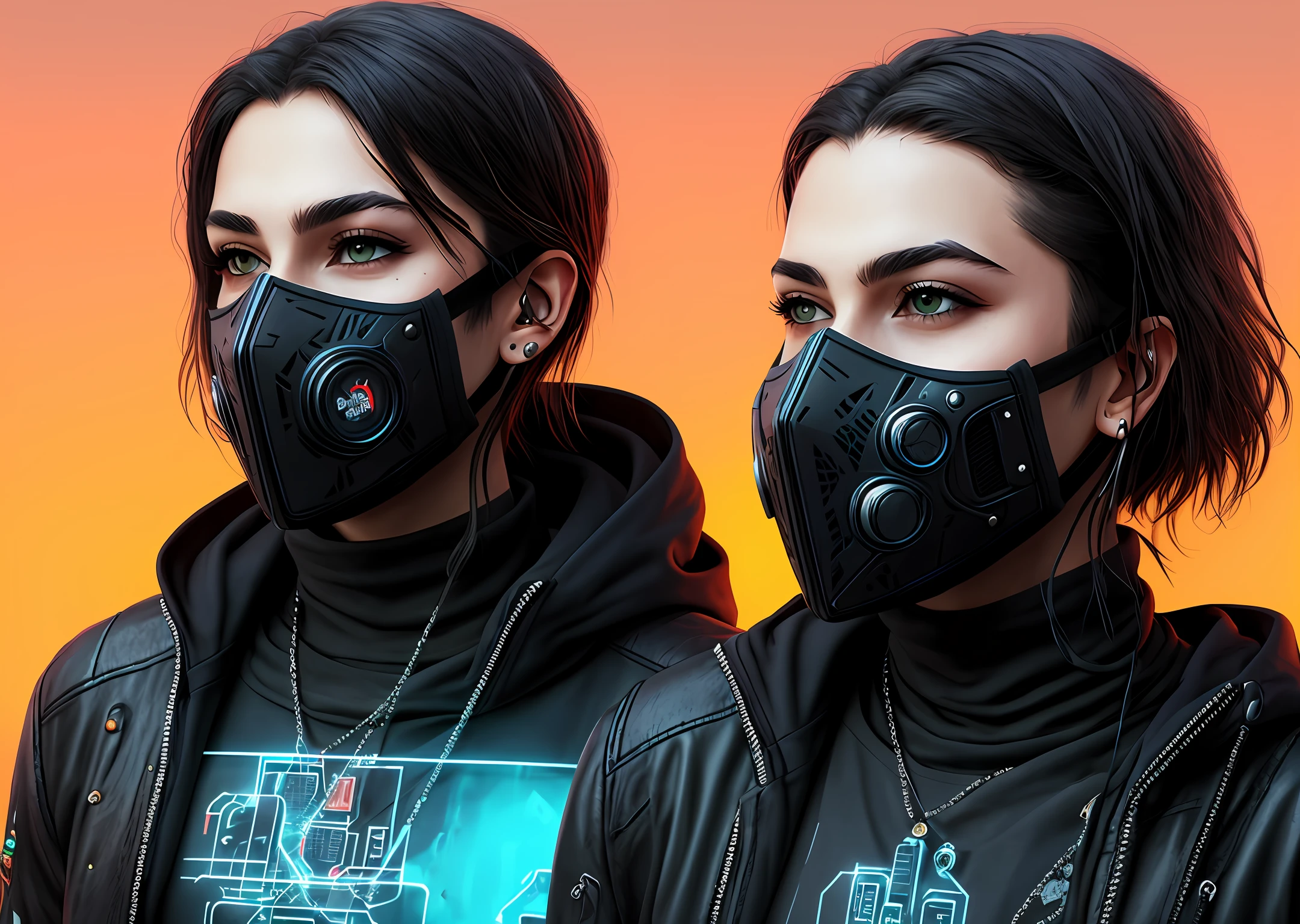 Draw a cyberpunk tech mask