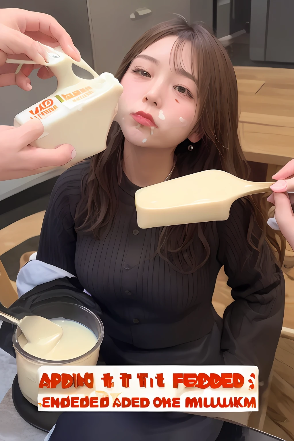 ((Applying it on the face(condensed milk))((Drinking(condensed milk))