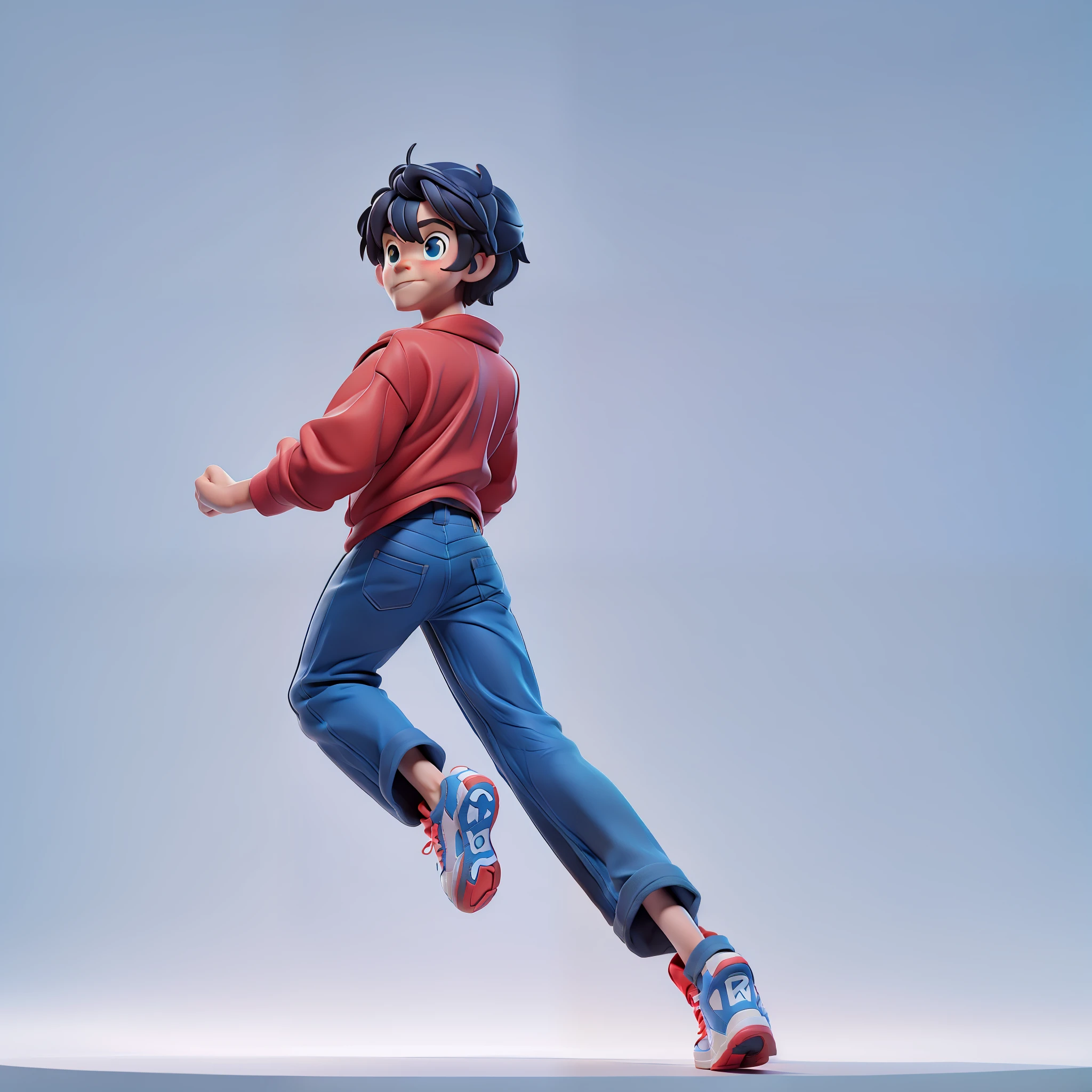 8k，1boy，The boy，Running back，Black Short Hair，blue jeans pant，Gray sneakers，red coat，Facial Features，The back is exposed，Dore，wholebody，The run，back view，best picture quality，Ultrahigh Resolution，WHITE BACKGROUND，
CHIBI,Portraits