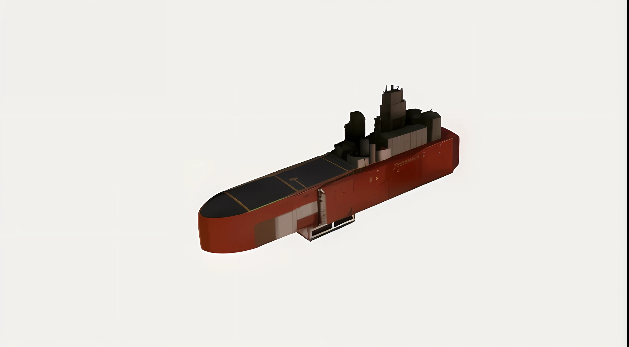 There is a red-and-white spaceship,High-rise complex,Copy the model,highly detailed model,realistic warship design,digital model,tabletop model,Realistic military aircraft carrier,super scale rendered,Heavy primer,Full model,Attention to detail