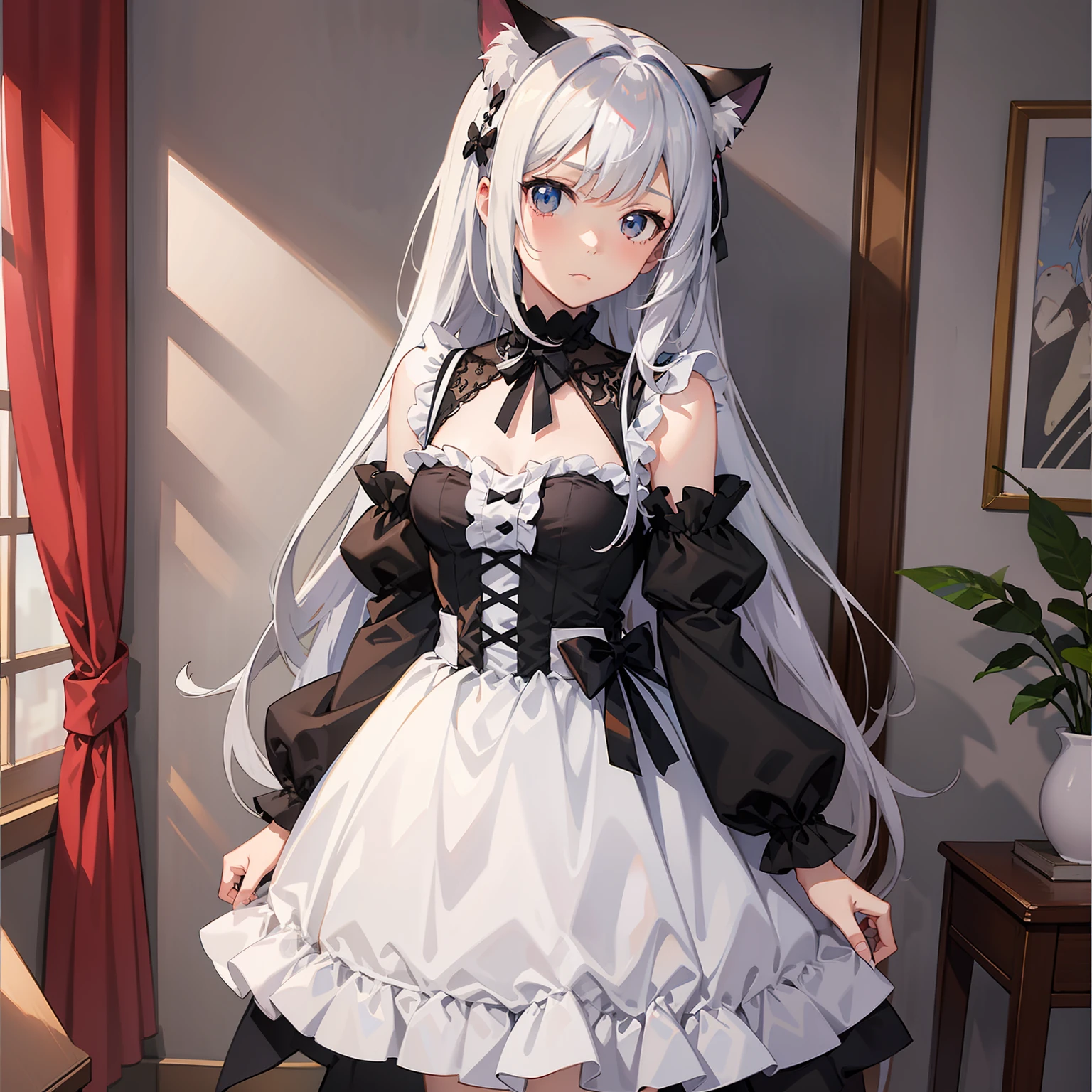 Personaje de anime vestido en blanco y negro ,cara triste, Chica de anime con disfraz de sirvienta, Loli en vestido, Lindo anime waifu en un bonito vestido, Hermosa criada, small curvy loli, Traje de sirvienta, Chica anime con un vestido negro, Anime Moe Artstyle, Anime Cat Girl en un disfraz de sirvienta, Anime visual de una chica linda, vestido de sirvienta,