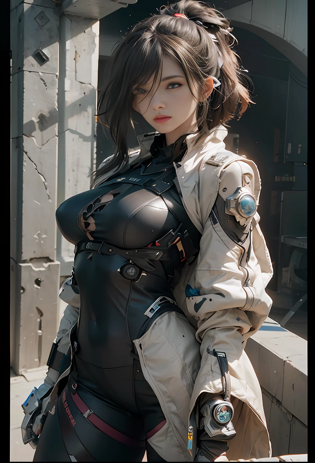 ((Best quality)), ((masterpiece)), (detailed:1.4), 3D, an image of a beautiful cyberpunk female,HDR (High Dynamic Range),Ray Tracing,NVIDIA RTX,Super-Resolution,Unreal 5,Subsurface scattering,PBR Texturing,Post-processing,Anisotropic Filtering,Depth-of-field,Maximum clarity and sharpness,Multi-layered textures,Albedo and Specular maps,Surface shading,Accurate simulation of light-material interaction,Perfect proportions,Octane Render,Two-tone lighting,Wide aperture,Low ISO,White balance,Rule of thirds,8K RAW,