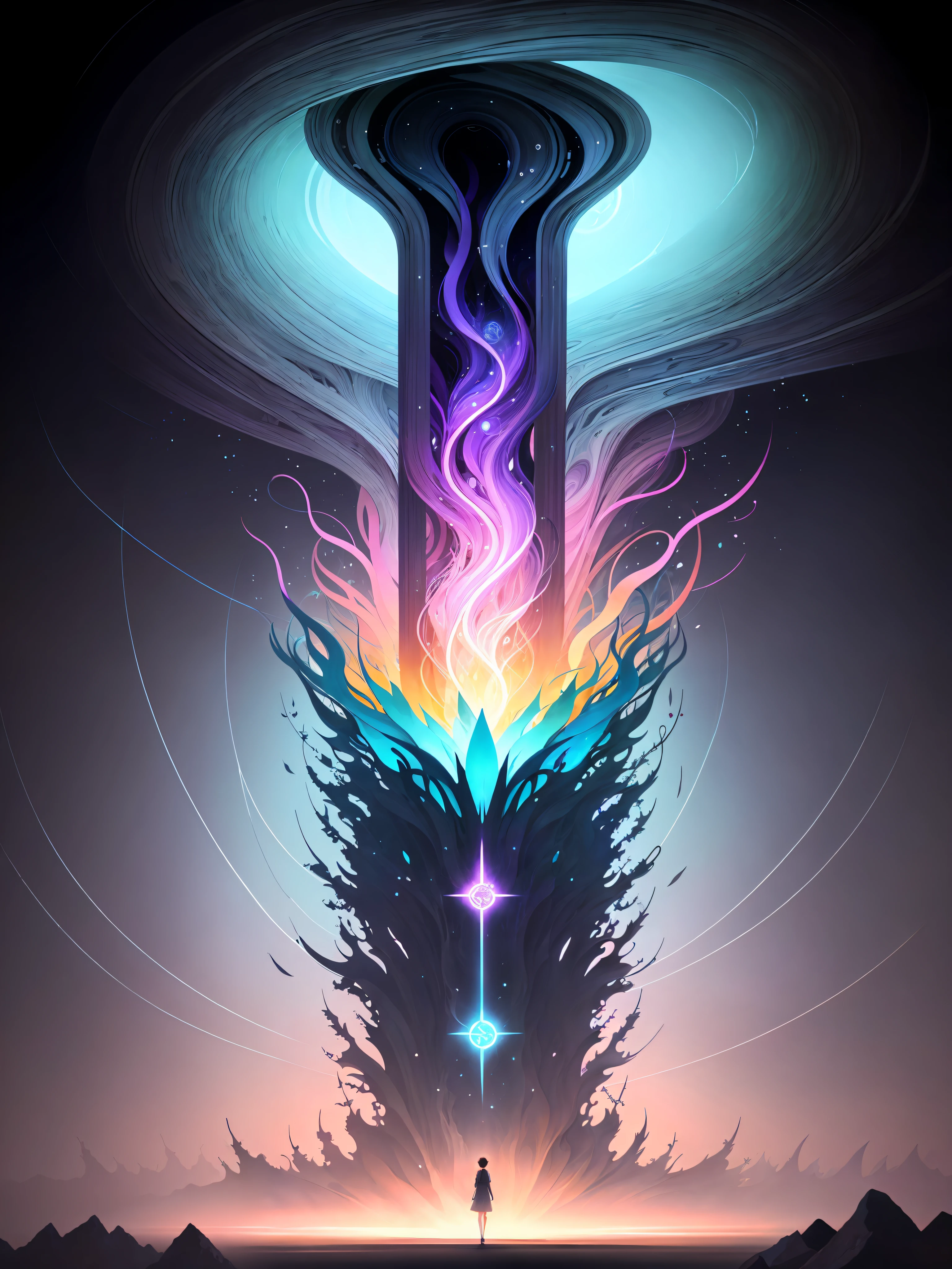 a surreal and ethereal dreamscape, with elements that represent the subconscious. It could feature abstract shapes and forms flowing and intertwining, evoking the mysterious nature of the mind. Soft, muted colors blended with vibrant bursts could convey the ebb and flow of thoughts and feelings.
Within this dreamscape, hidden symbols and motifs could emerge, representing desires, fears, and memories. These symbols could be partially obscured or fragmented, reflecting the elusive nature of the subconscious.
