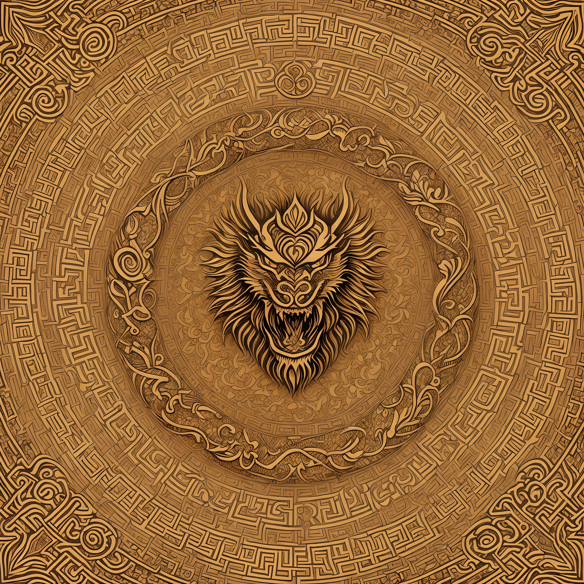 Exquisite Chinese dragon logo, dragon emblem, with wind pattern