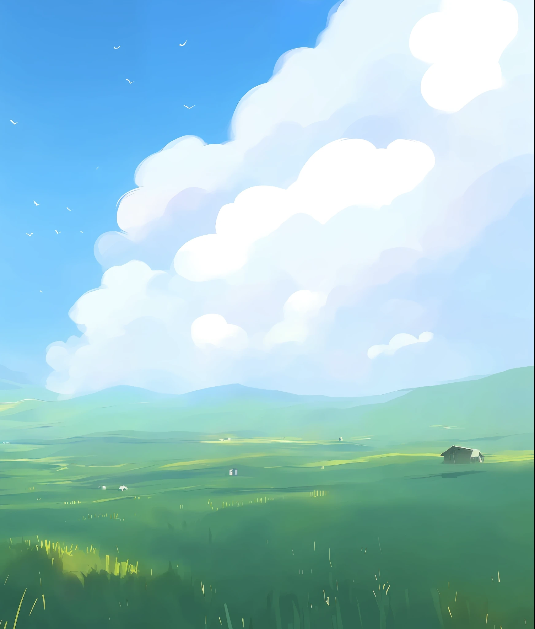 farm, A cloudy wind swept field, by samdoesarts