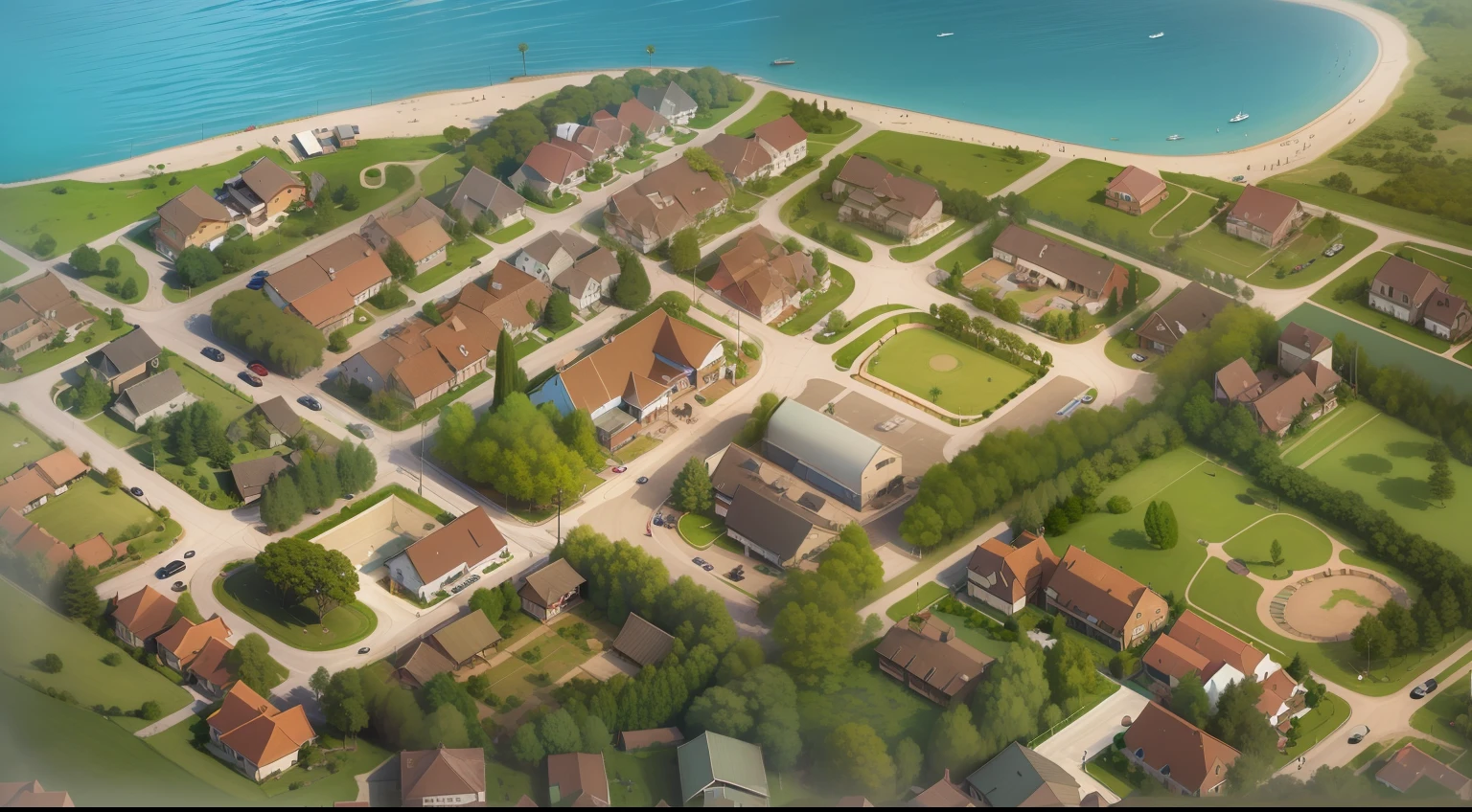 I want that image closer to reality, It will have to have a place being a well-wooded park near a river, several houses, uma boate, a club with public swimming pools, um cinema, uma igreja, uma boate, uma cafeteria --auto