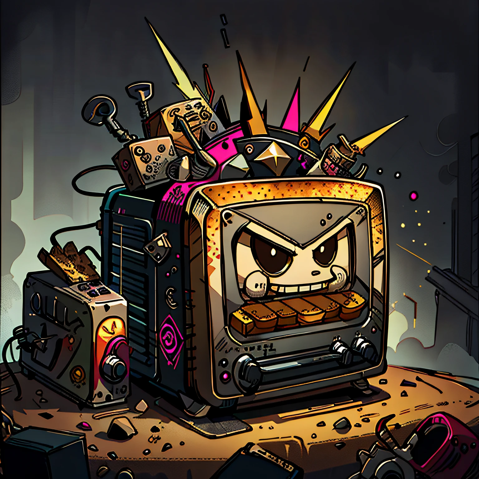 PunkPunkAI 
toaster  , cluttered environment