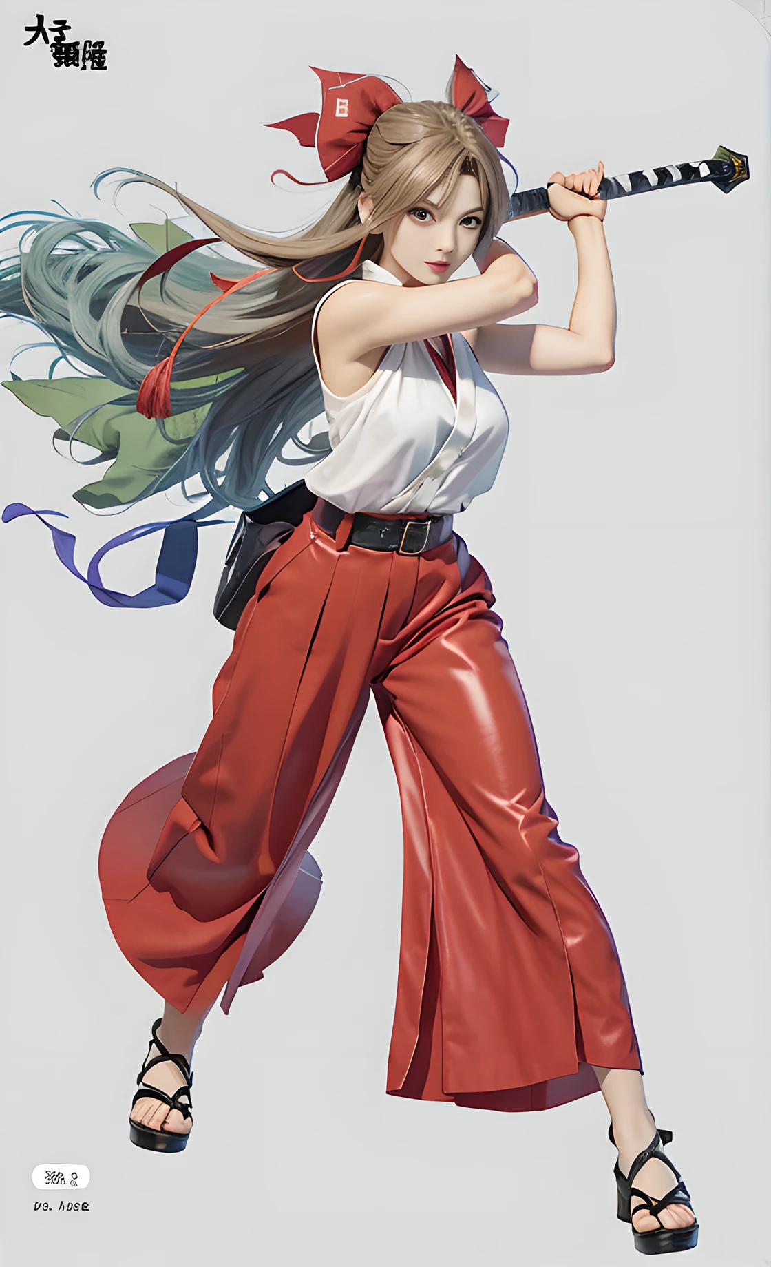 Cartoon of a woman holding a sword, character from king of fighters, sosaku hanga, fighting game character, anime character, official character art, mai yoneyama, katsuragi misato, As《iron fist》role, touhou character, female anime character, official arts, nico robin, shirabii