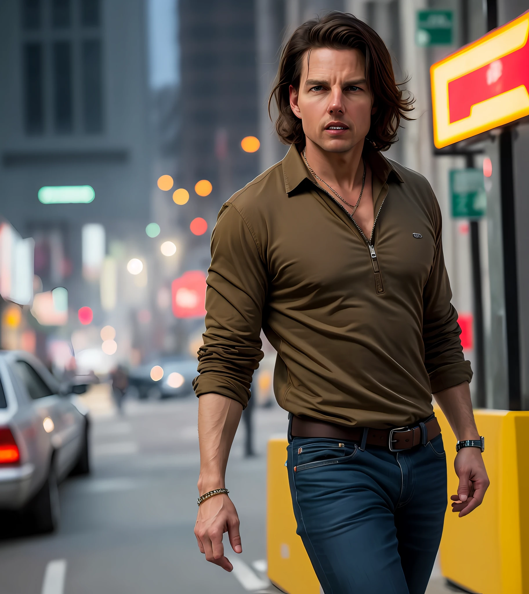 realistic style, masterpiece, best quality, 8k, artstation, sharp focus, ultrarealistic, high details, raw photo of 
blackskinned Tom Cruise as street thug