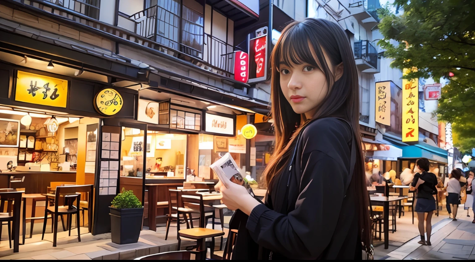 Ultra high Resolution、1女性、My hobby is watching anime、Draw an illustration、Visit a restaurant、Omurice、Goya Champloo、Osaka、Delicious restaurants in Kyoto、Especially ramen shops、Tell me