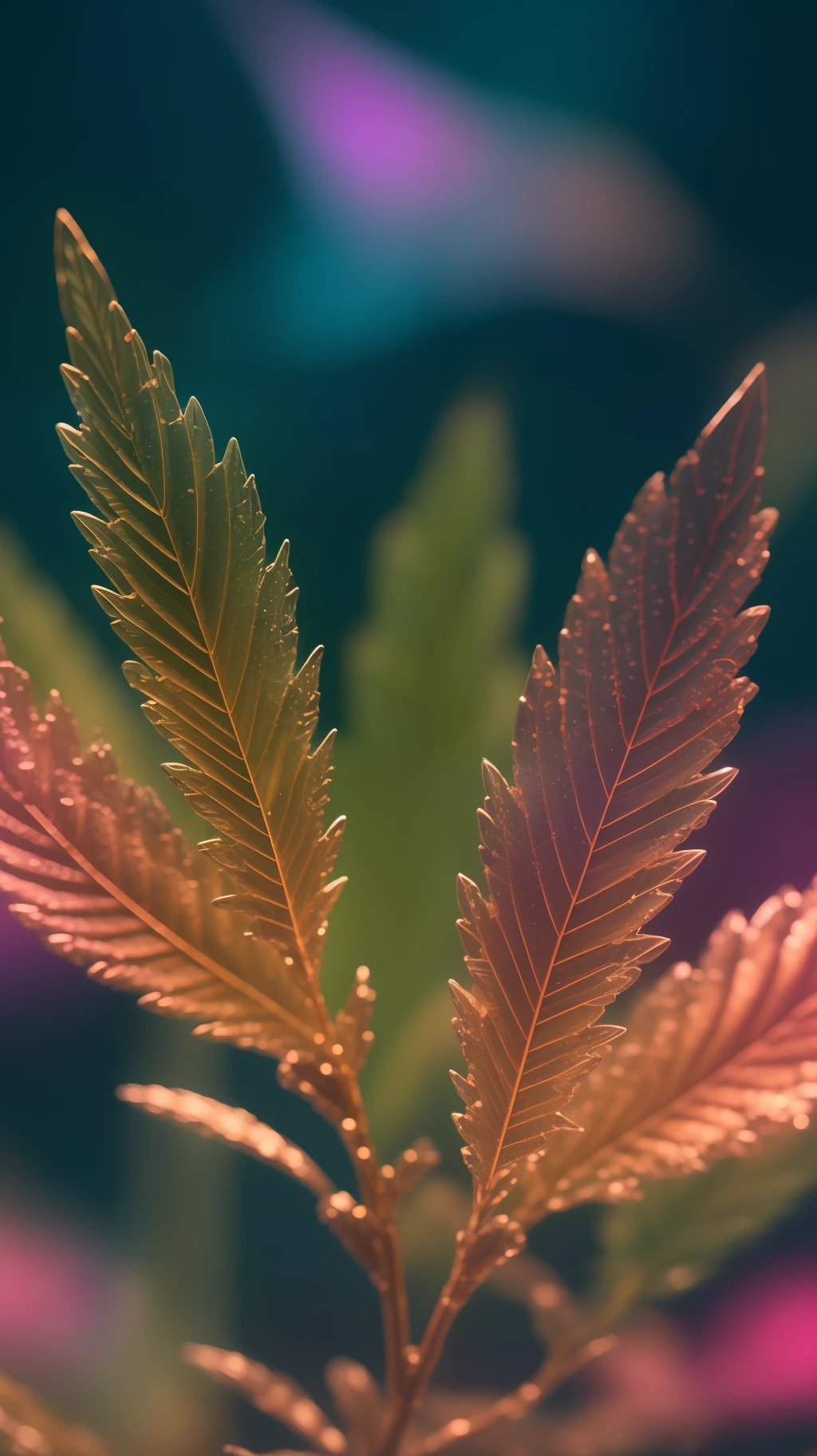 Crystal fantasy, Cannabis, Marijuana, Full-color,  colored, haze, toe-up, neon, countless crystal feathers flutter in the air,
fantasy, galaxy, transparent, shallow depth of field, jade bokeh, sparkling, sparkling, stunning, colourful,
Magical Photography, Dramatic Lighting, photo realism, Ultra Detail, 4K, DOF, High Resolution