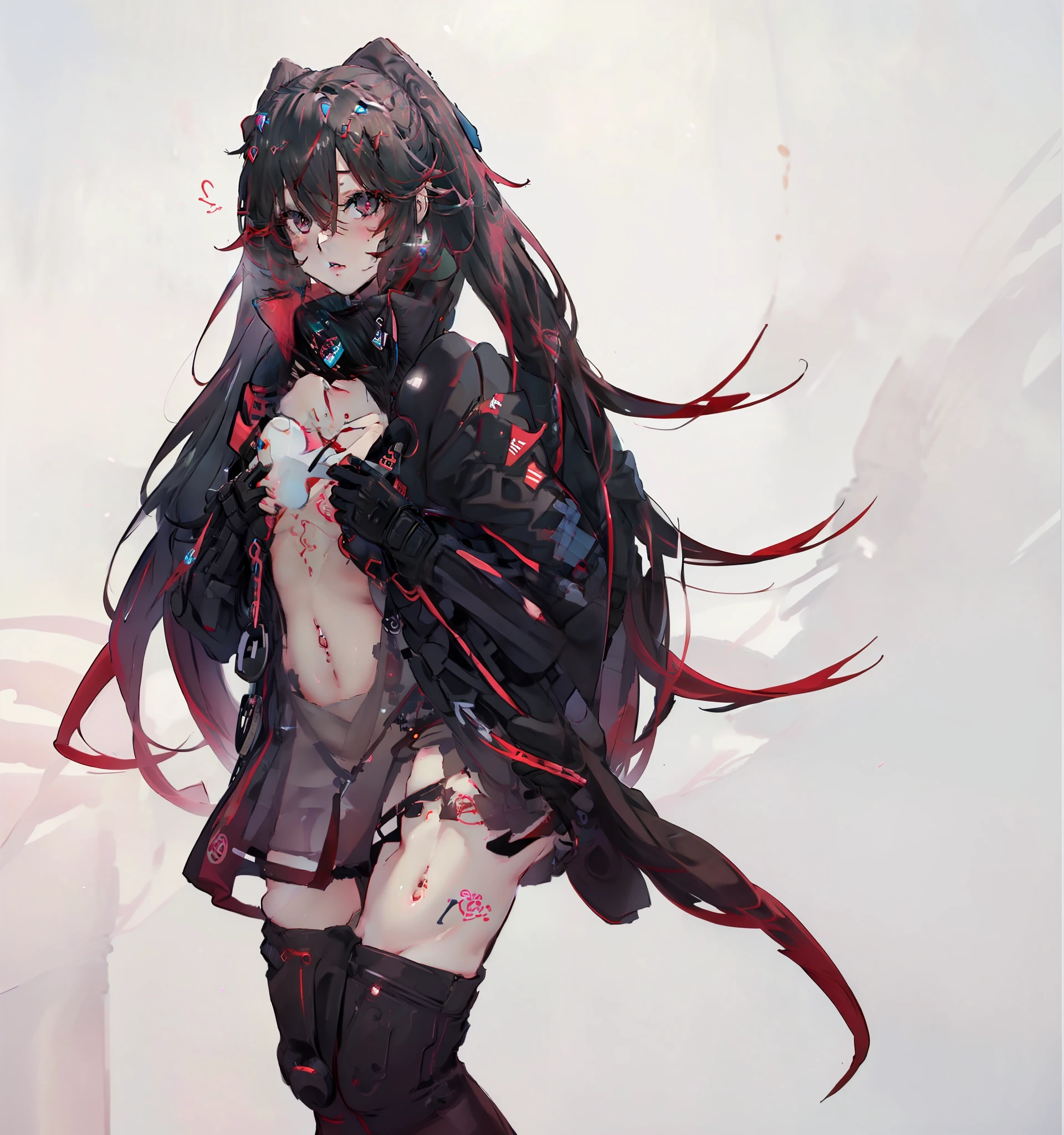 NSFW,Pastel,1 Girl,Nude,, Full Dress, Full Body Draw, Chest Tattoo, Chest Tattoo, Chest Tattoo, Tattoo, Lower Abdomen Tattoo, Upper Body Tattoo,