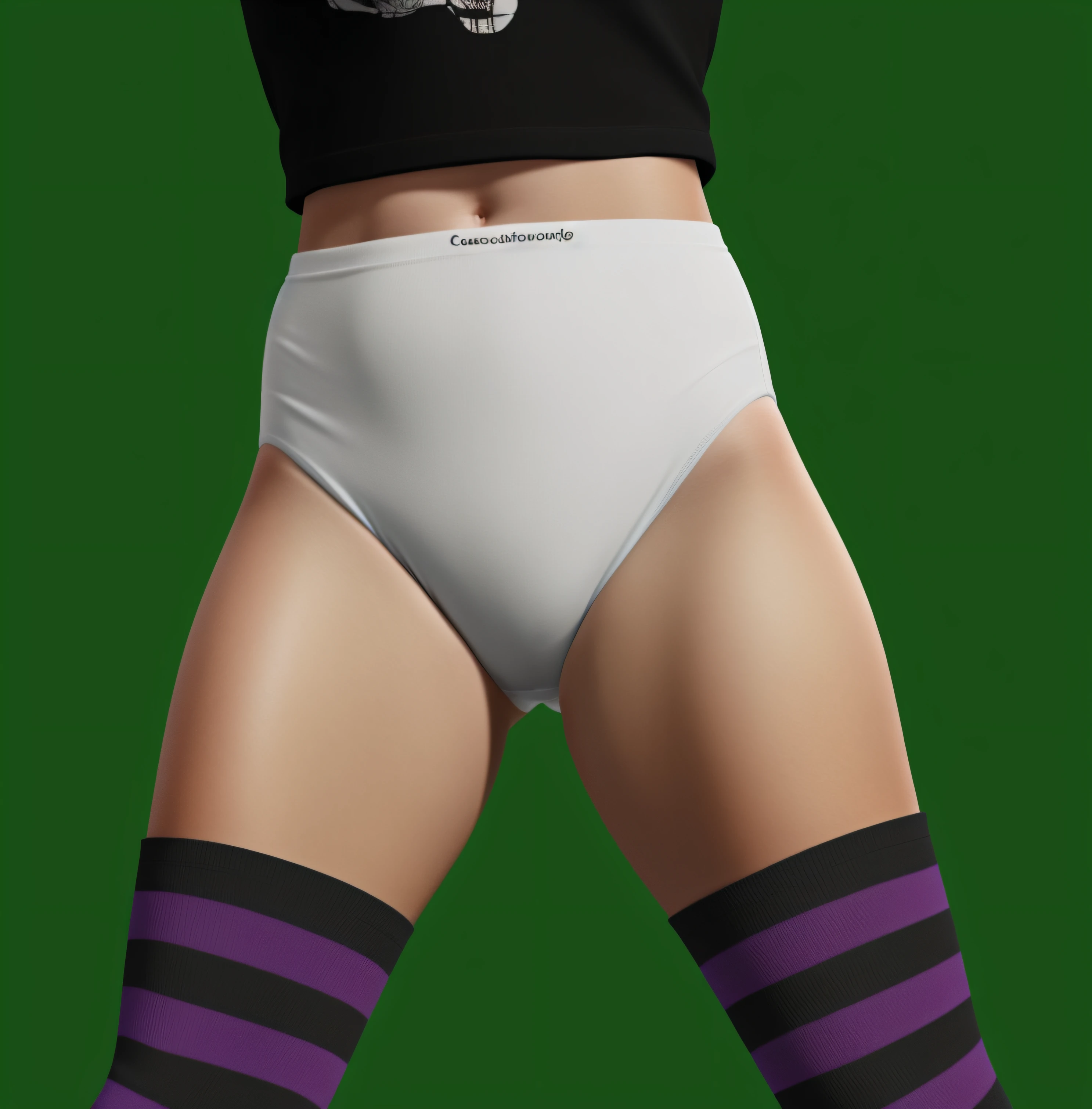 Caucasian punk woman in black shirt and white cotton panties and purple stripe socks, photo realistic, intricate details