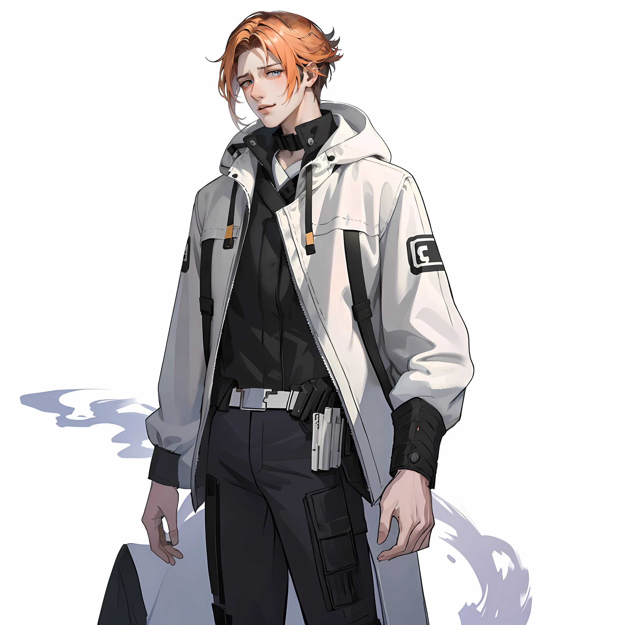 anime, a man in a jacket and tie, with a cigarette in his mouth, orange - haired anime boy, male anime character, from girls frontline, handsome guy in demon slayer art, official character art, tall anime guy with blue eyes, inspired by Bian Shoumin, delicate androgynous prince, makoto shinkai ( apex legends )