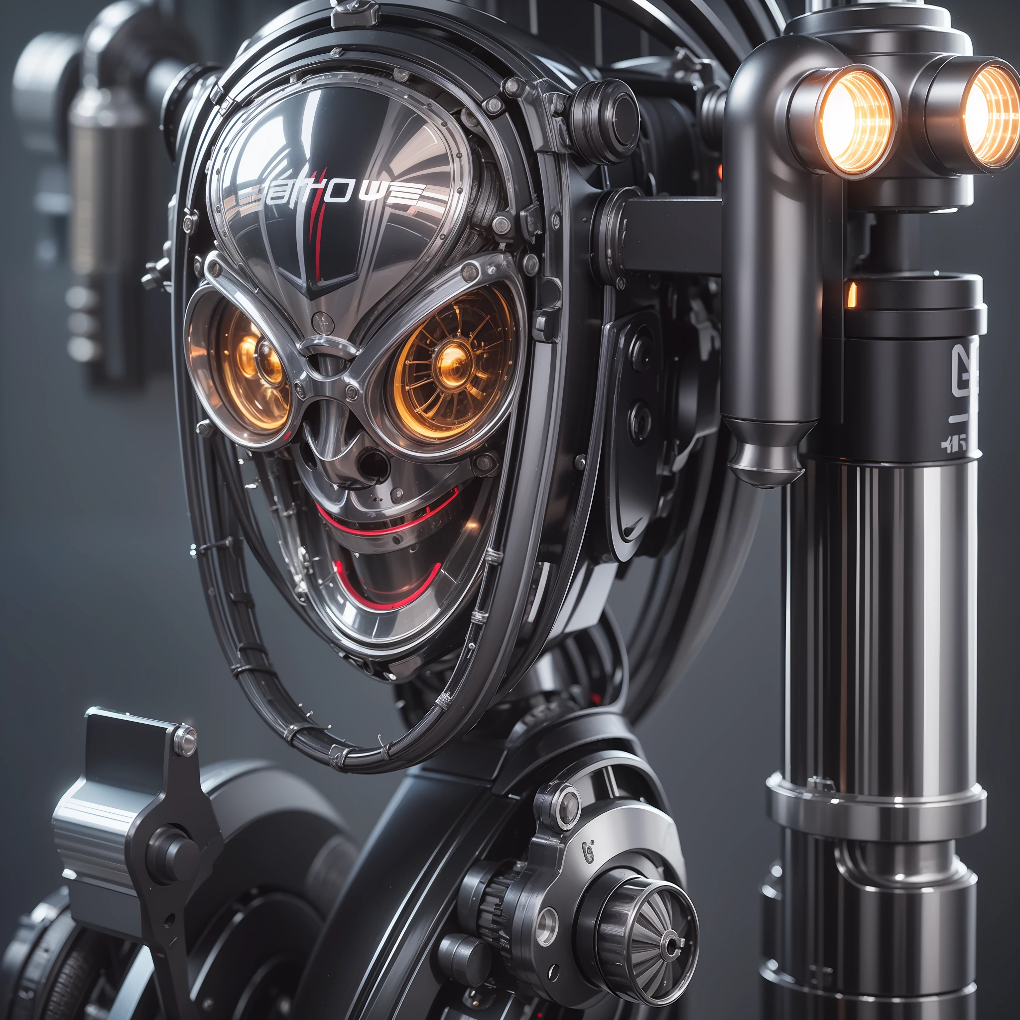 High degree of craftsmanship and quality assurance, A masterpiece from the hands of top masters, Extremely detailed and clear image resolution, Rendered with camera-like realism, Inspiration based on real photos, Depict the image of a mechanical girl, Highly realistic detail, As a commemorative image, Panorama lighting effects, Fine and accurate shadow representation, Uses advanced octane rendering techniques, 高达8K分辨率, Extremely sharp and clear lines and details, Spectacular and grand narrative, Show vivid skin details, Representation of metal materials, Fine and intricate decorative details, steam punk-inspired detailing, Depicting vacuum tubes、Liquid tubes、oil pressure gauges、glass tubes、Simulate details such as meters, Highlight the details and movement of the gears, Performance of gold hydraulic cylinders, Highly complex and detailed depiction, Realistic and realistic lighting effects, Follow the current trend of CG technology, Bright purple eyes, The eyes glow, Face the audience's gaze, Detailed depiction of neon details, Depicting mechanized body parts, Depict blood vessels connected to the duct, Depicting a mechanized spine attached to the back, Depicting a mechanical attachment attached to the neck, Present a sitting position, Depict wires and cables connected to the head, Based on the inspiration of the Gundam mech, Depict the details of small LED luminaires