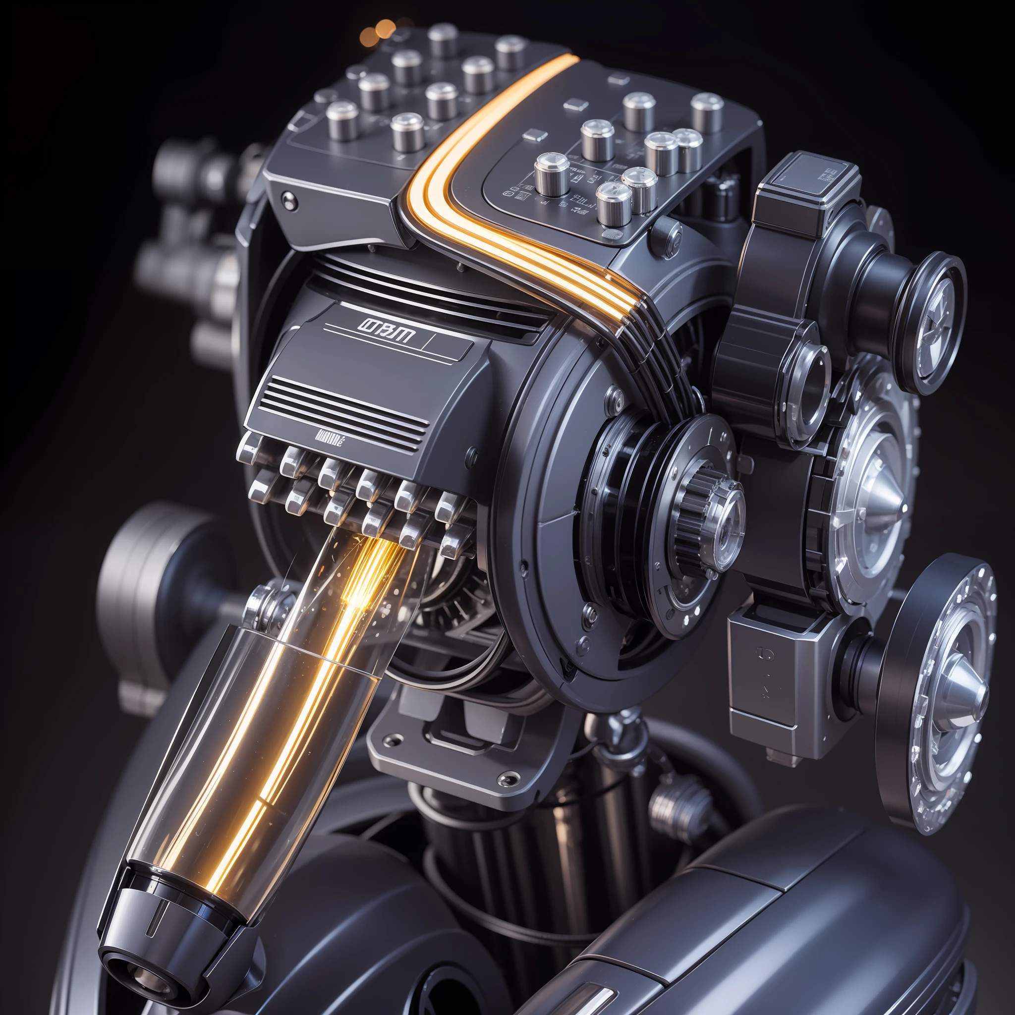 High degree of craftsmanship and quality assurance, A masterpiece from the hands of top masters, Extremely detailed and clear image resolution, Rendered with camera-like realism, Inspiration based on real photos, Depict the image of a mechanical girl, Highly realistic detail, As a commemorative image, Panorama lighting effects, Fine and accurate shadow representation, Uses advanced octane rendering techniques, 高达8K分辨率, Extremely sharp and clear lines and details, Spectacular and grand narrative, Show vivid skin details, Representation of metal materials, Fine and intricate decorative details, steam punk-inspired detailing, Depicting vacuum tubes、Liquid tubes、oil pressure gauges、glass tubes、Simulate details such as meters, Highlight the details and movement of the gears, Performance of gold hydraulic cylinders, Highly complex and detailed depiction, Realistic and realistic lighting effects, Follow the current trend of CG technology, Bright purple eyes, The eyes glow, Face the audience's gaze, Detailed depiction of neon details, Depicting mechanized body parts, Depict blood vessels connected to the duct, Depicting a mechanized spine attached to the back, Depicting a mechanical attachment attached to the neck, Present a sitting position, Depict wires and cables connected to the head, Based on the inspiration of the Gundam mech, Depict the details of small LED luminaires