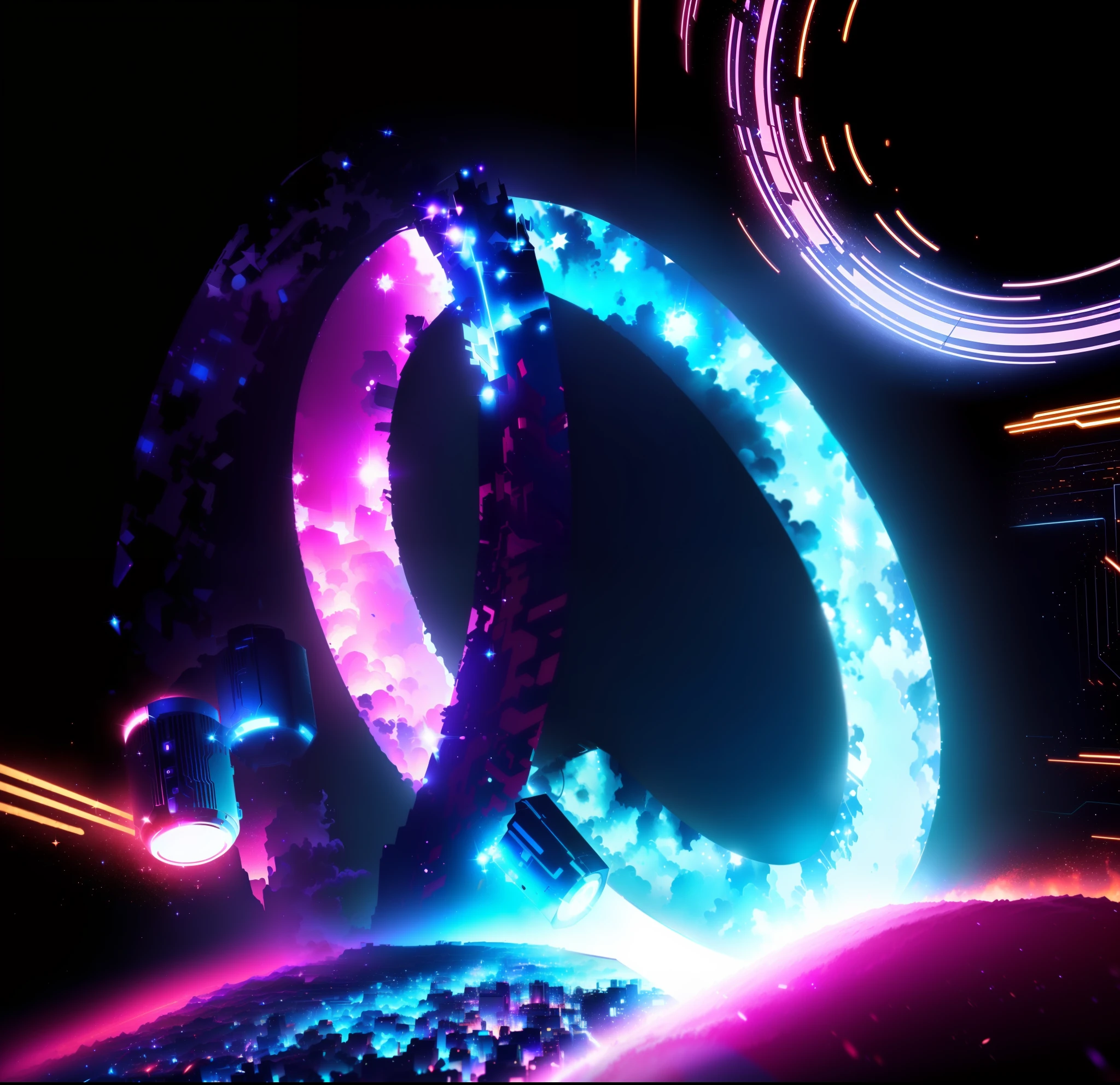 sparkle, cinematic lighting, motion lines, speed lines，cyber punk