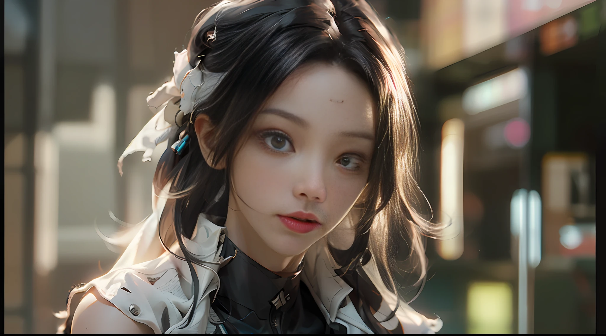 ((Best quality)), ((masterpiece)), (detailed:1.4), 3D, an image of a beautiful cyberpunk female,HDR (High Dynamic Range),Ray Tracing,NVIDIA RTX,Super-Resolution,Unreal 5,Subsurface scattering,PBR Texturing,Post-processing,Anisotropic Filtering,Depth-of-field,Maximum clarity and sharpness,Multi-layered textures,Albedo and Specular maps,Surface shading,Accurate simulation of light-material interaction,Perfect proportions,Octane Render,Two-tone lighting,Wide aperture,Low ISO,White balance,Rule of thirds,8K RAW,