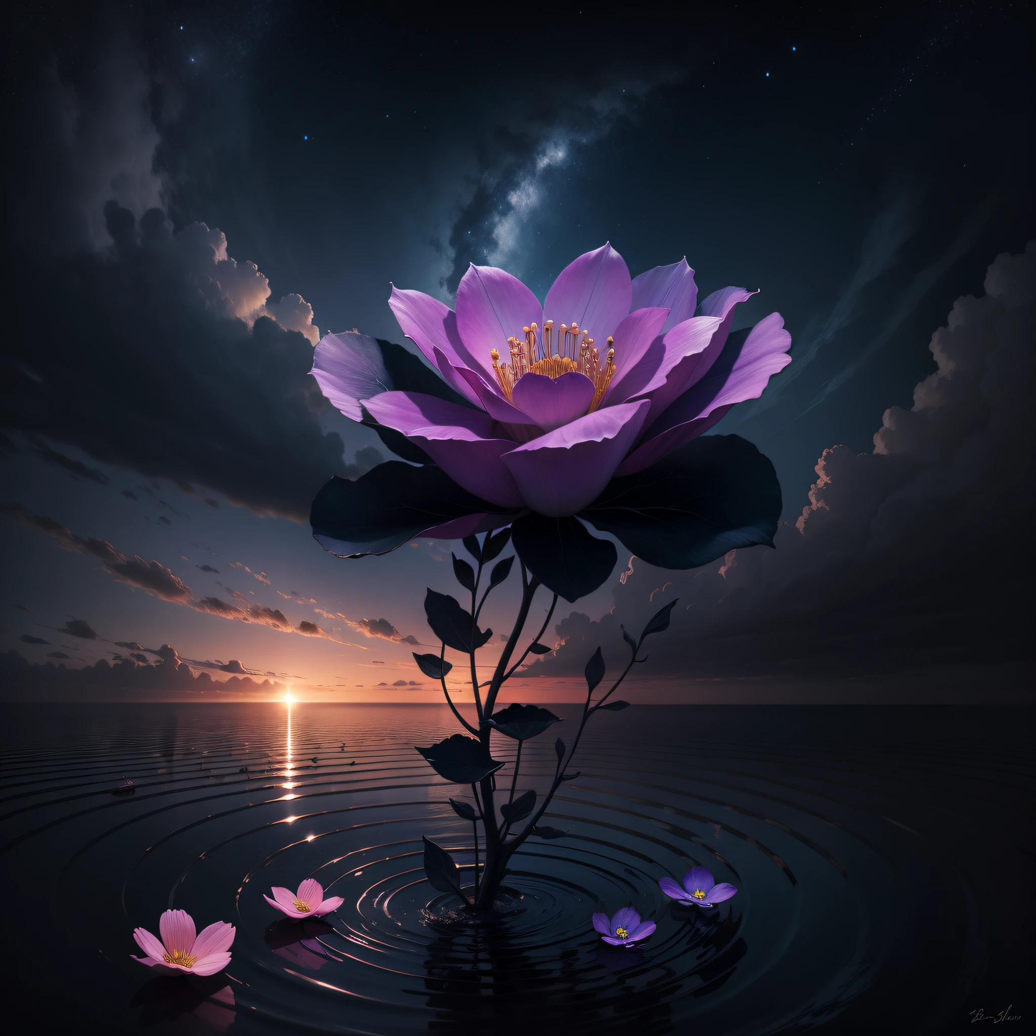Dark series flower sea beauty, sky