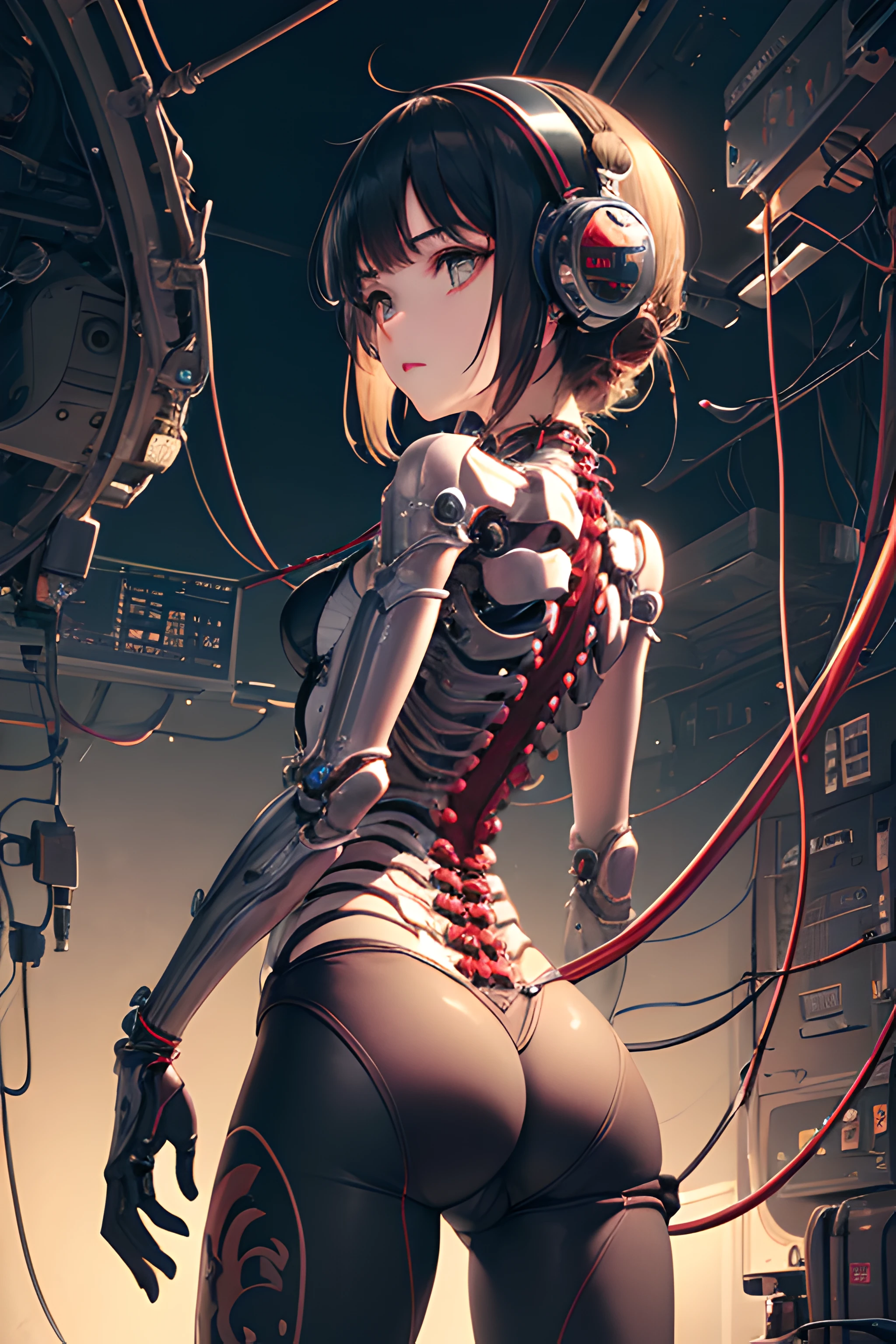 (((masterpiece))), (((best quality))), ((ultra-detailed)), (highly detailed CG illustration), ((an extremely delicate and beautiful)),cinematic light,((1mechanical girl)),solo,(cowboy shot:1.2),(machine made joints:1.2),((machanical limbs)),(blood vessels connected to tubes),(mechanical vertebra attaching to back),((mechanical cervial attaching to neck)),expressionless,(wires and cables attaching to neck:1.2),(wires and cables on head:1.2),(character focus),science fiction,extreme detailed,colorful,highest detailed, loongs,fengs,background,