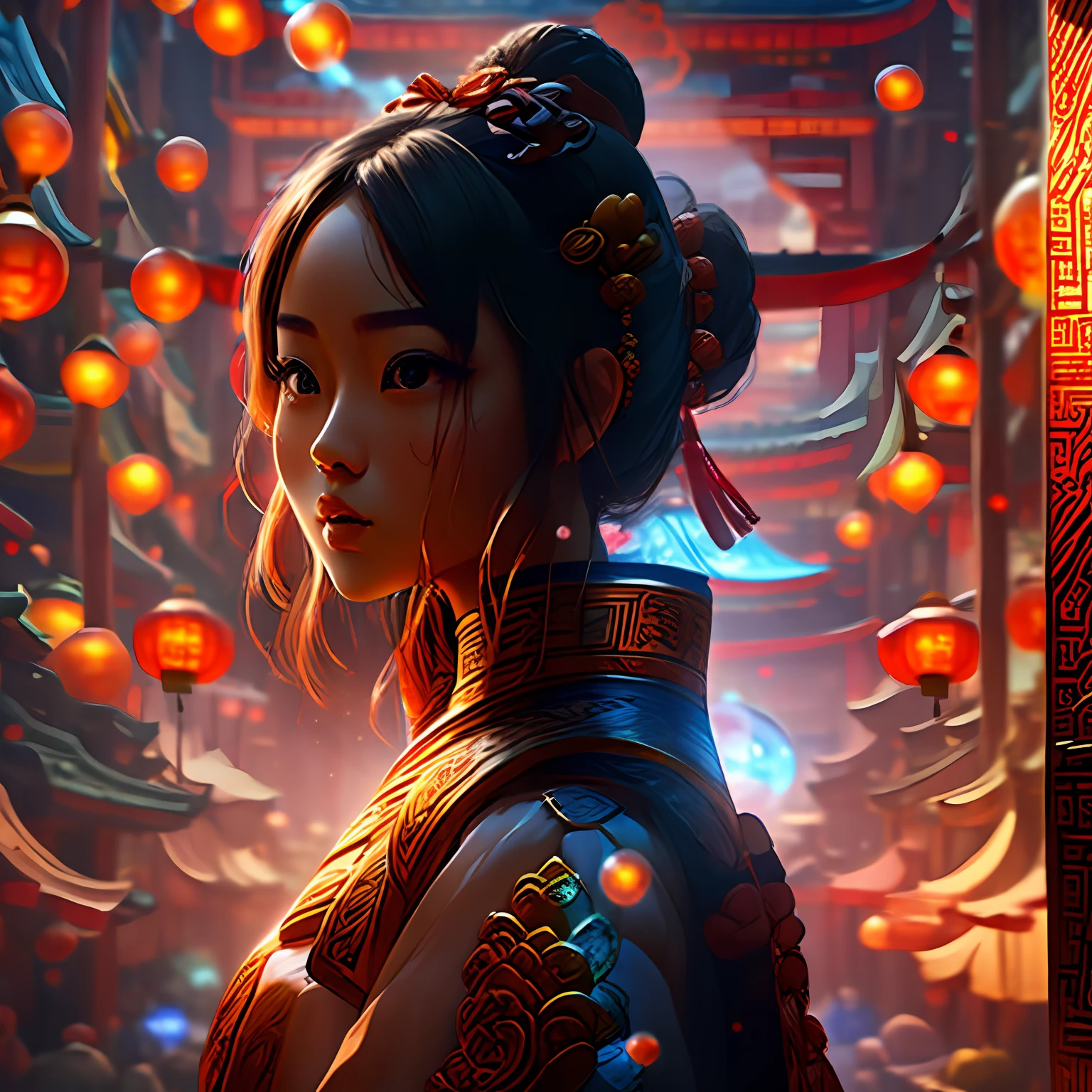 chinese ancient style girl,bubble mart style,overall image cream style,complex detailed description,acrylic,cinematic,high detail,Romanticism,unreal,close-up,character --h 256 --quality 1 --w 256 --ar 16:9, --auto