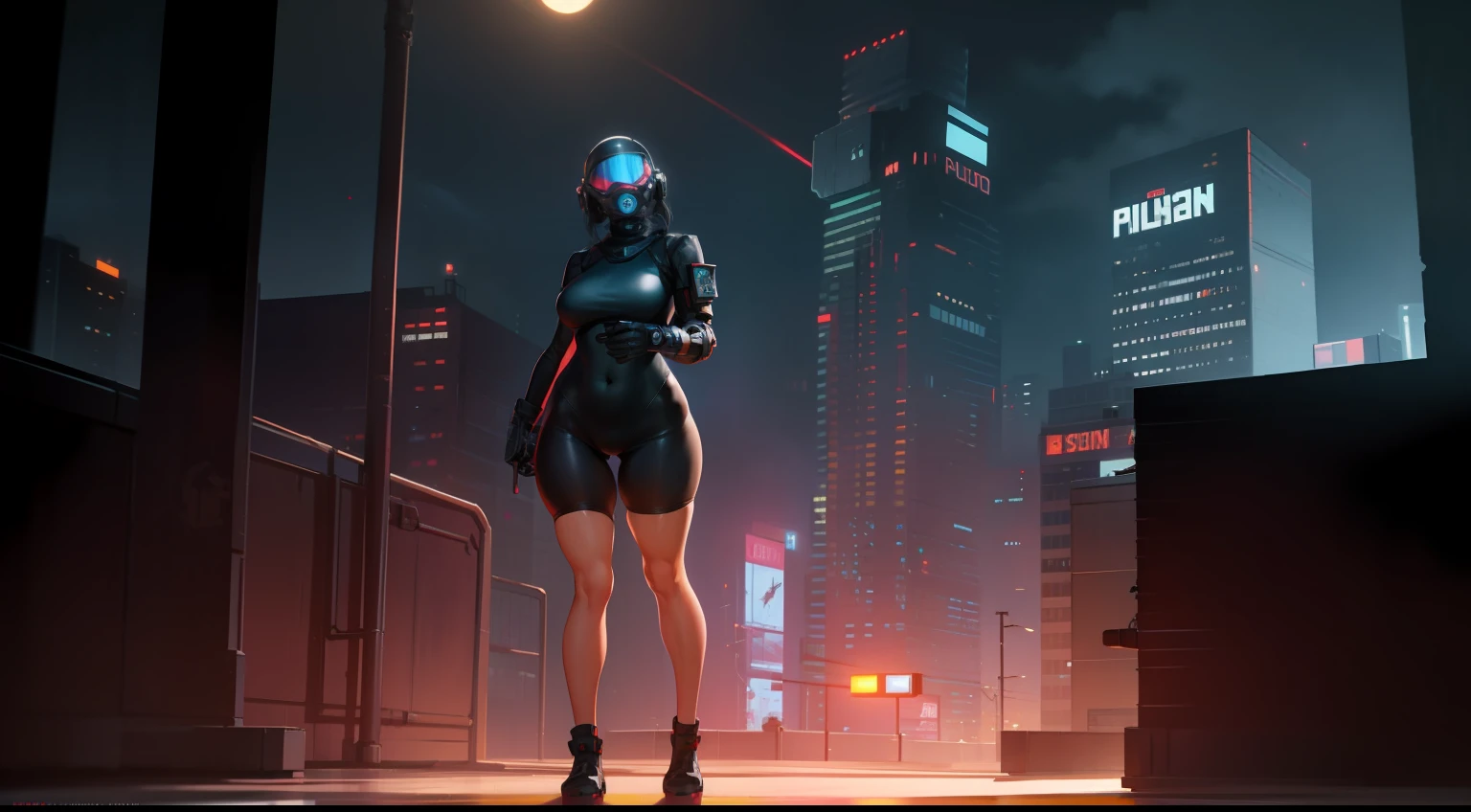 1girl, anime girl, commission for high res, thicc, [ 4 k digital art ]!!, sfw version, detailed fanart, oc commission, character is in her natural pose, anime lush, combine assassin, 1girl, solo, helmet, gloves, military, science fiction, shoulder armor, bulletproof vest, goggles, glowing eyes, petite, black ????????, white armor, ?????????????, ???, presenting, wide ????, combine assassin, cyberpunk, city, tower, dystopia, neotokyo, ghost in the shell, blue camo, white vest, skintight, exposed thighs, exposed stomach, exposed ????, ???? tight clothes, full body shot, bike shorts, exposed legs, ???? legs, street, neon light, blade runner 2049, holograms, hologram billboard, backround characters, backround, police, corporate, rooftop roof, apartment, night time, moon stars, night sky, drone, camera, controller,