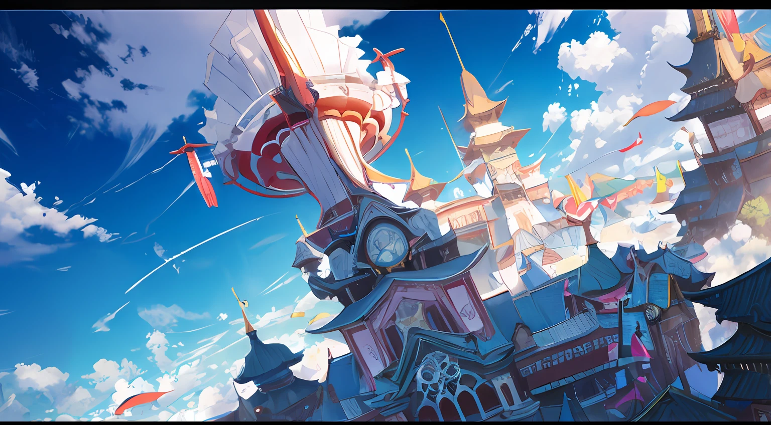 The sky、Sorrisos、Round Multiple Characters、yun、clear weather、No humans 、aerial 、CLEAN --auto