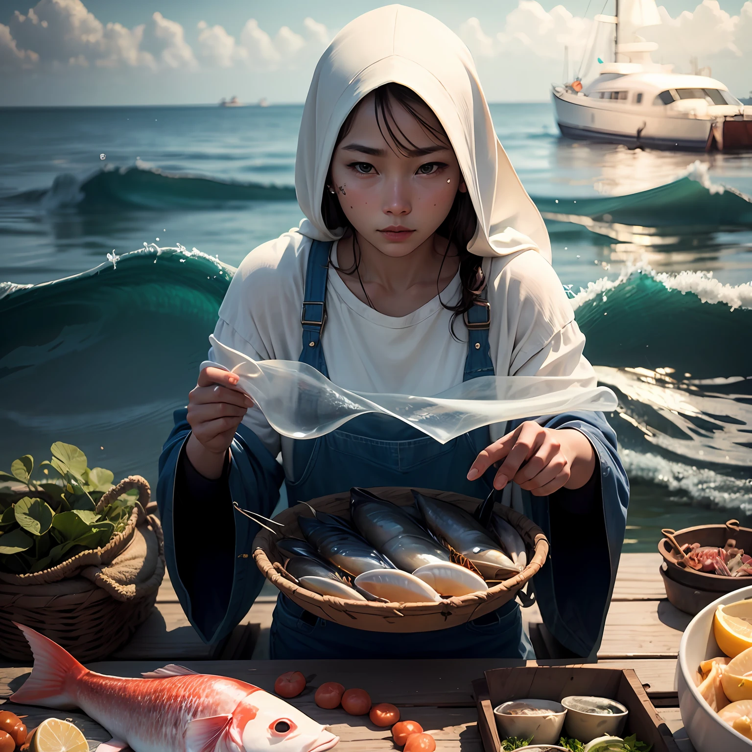 The sea,Seafood farming,head portrait,Stylish,high-level --auto