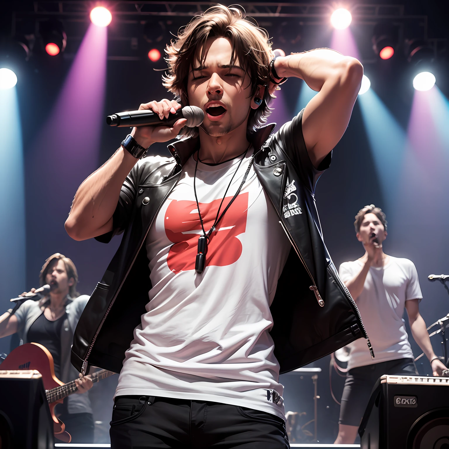 Fone in ear KZ edx no ouvido  em um palco de show musical --auto