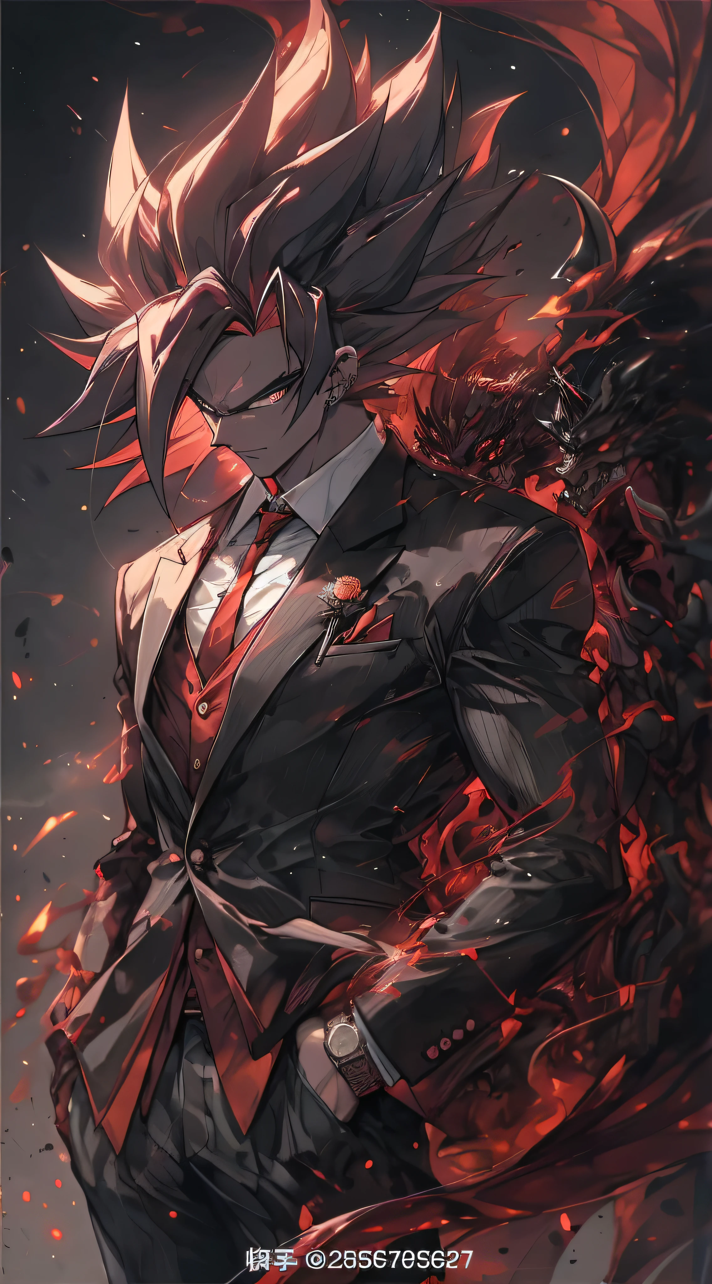 anime character with red hair and a suit on, anime wallaper, hd anime wallaper, badass anime 8 k, 4k anime wallpaper, epic anime style, anime wallpaper 4 k, anime wallpaper 4k, Handsome guys in Demon Slayer Art, anime epic artwork, anime wallpaper, fire behind him, 4 k manga wallpaper, high quality anime artstyle