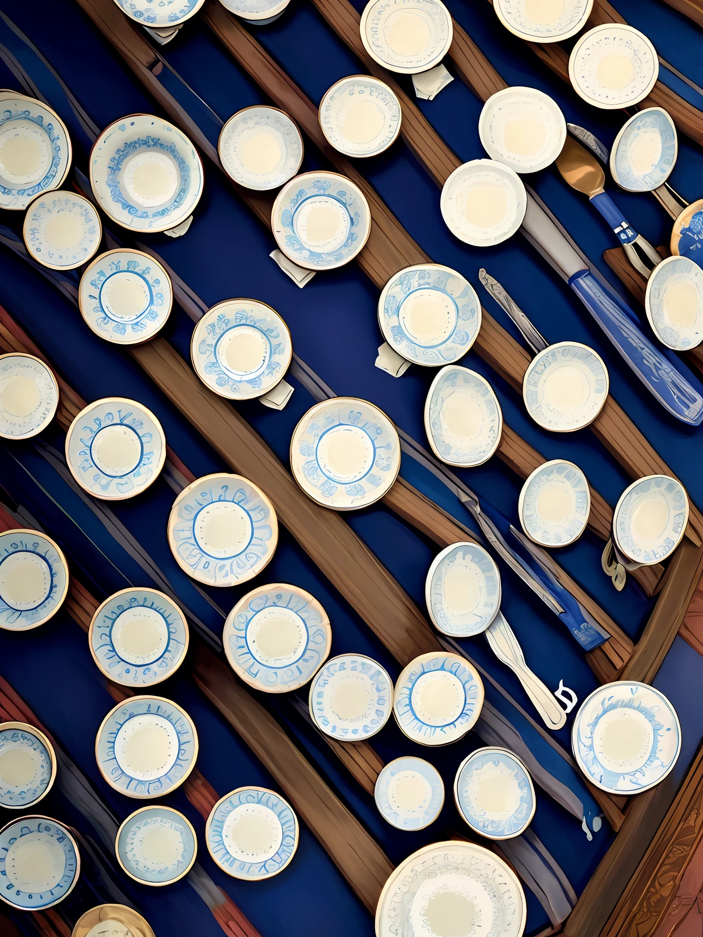A set of household porcelain with exquisite patterns, similar to Blue and white pottery