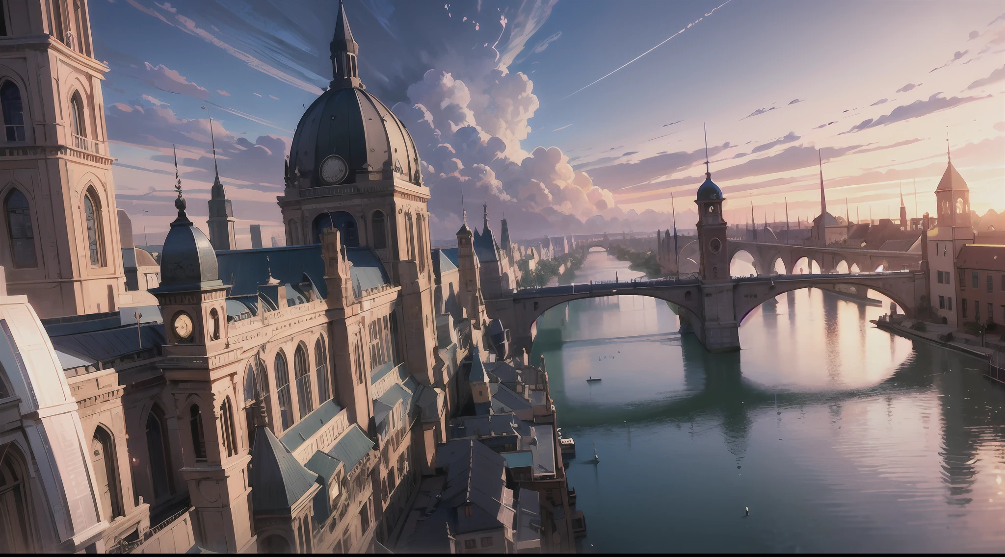 "(extremely detailed CG unity, 8k wallpaper), (best illumination, best shadow, ultra-detailed), (stunning art), bridge in the sky, fantasy, magical"
