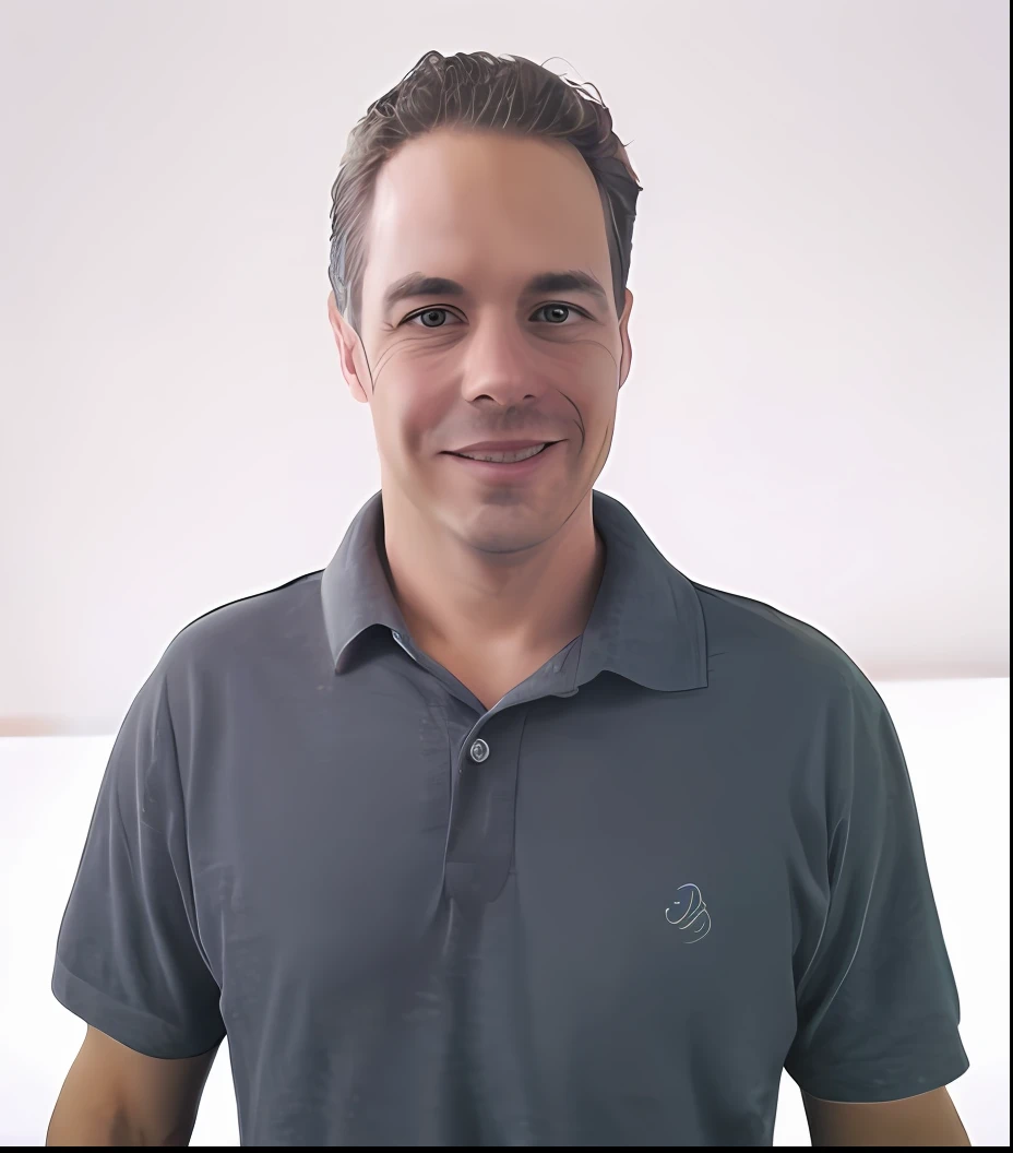 homem camisa cinza em frente parede branca, estilo desenho disney