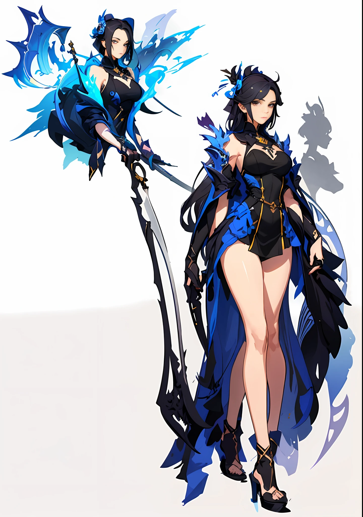 Sketch of a woman with a long-handled axe, fantasy character concept, full body concept, line work concept art, torchlight. sketch, character design sketch, detailed full body concept, concept sketch, concept character, concept art character, complex fantasy character, character design concept, new costume concept design, lineart behance hd, line sketch