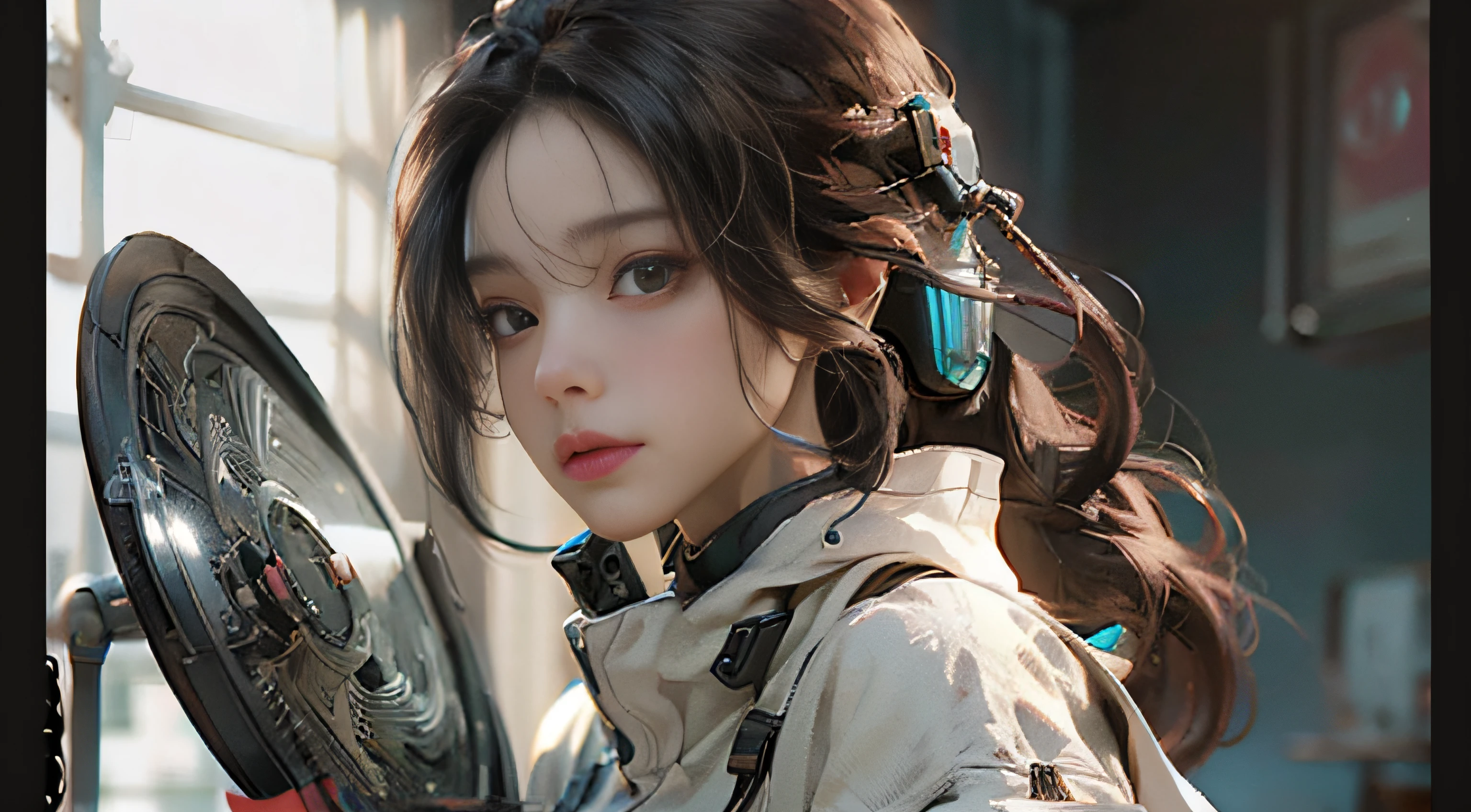 ((Best quality)), ((masterpiece)), (detailed:1.4), 3D, an image of a beautiful cyberpunk female,HDR (High Dynamic Range),Ray Tracing,NVIDIA RTX,Super-Resolution,Unreal 5,Subsurface scattering,PBR Texturing,Post-processing,Anisotropic Filtering,Depth-of-field,Maximum clarity and sharpness,Multi-layered textures,Albedo and Specular maps,Surface shading,Accurate simulation of light-material interaction,Perfect proportions,Octane Render,Two-tone lighting,Wide aperture,Low ISO,White balance,Rule of thirds,8K RAW,