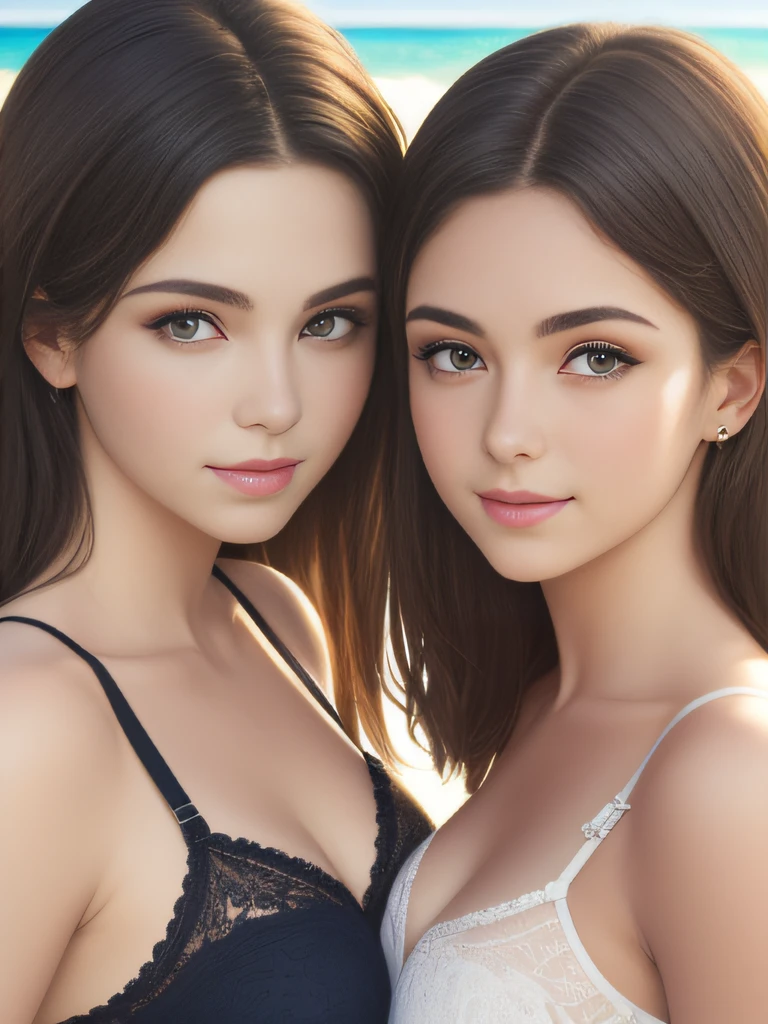 atural light, top quality, masterpiece, illustration, very delicate and beautiful, highly detailed, CG, unity, 8k wallpaper, amazing, detailed, masterpiece, top quality, official art, highly detailed CG Unite 8k wallpaper, silly, incredibly silly, huge file size, super detailed, high resolution, highly detailed, beautiful detailed girls, highly detailed eyes and faces, beautiful detailed eyes, (RAW photos , best quality), (realistic, photorealistic: 1.3), light on face, masterpiece, best quality, full body, (full body shot:1.3), portrait of 2 girls, (russan girls:1.5), (16 years old), (detail face, nose and eyes), (smile:1.2), blonde heir, (waering see-through summer dress with leace trimmed under bra and pantie, summer sandal), (one dress is emeald green, another dress is white), (off-sholder), (they play sexual hanky-lanky:1.5), (looking face each other:1.2),(backgraund Aegean Sea side:1.5 )