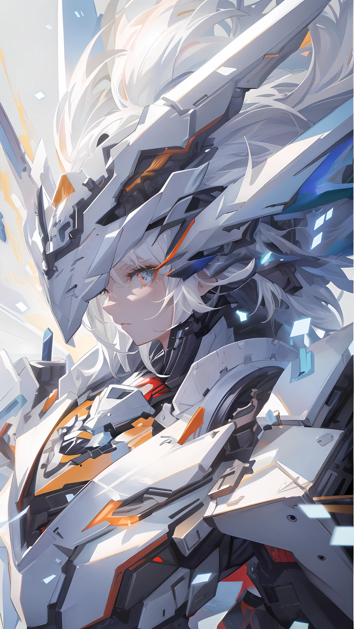 anime character with white hair and a sword in a white background, detailed digital anime art, detailed anime artwork, detailed anime art, detailed key anime art, highly detailed anime, advanced digital anime art, cyborg dragon portrait, from arknights, 4k highly detailed digital art, trending on artstation pixiv, high quality detailed anime, 4k detailed digital art