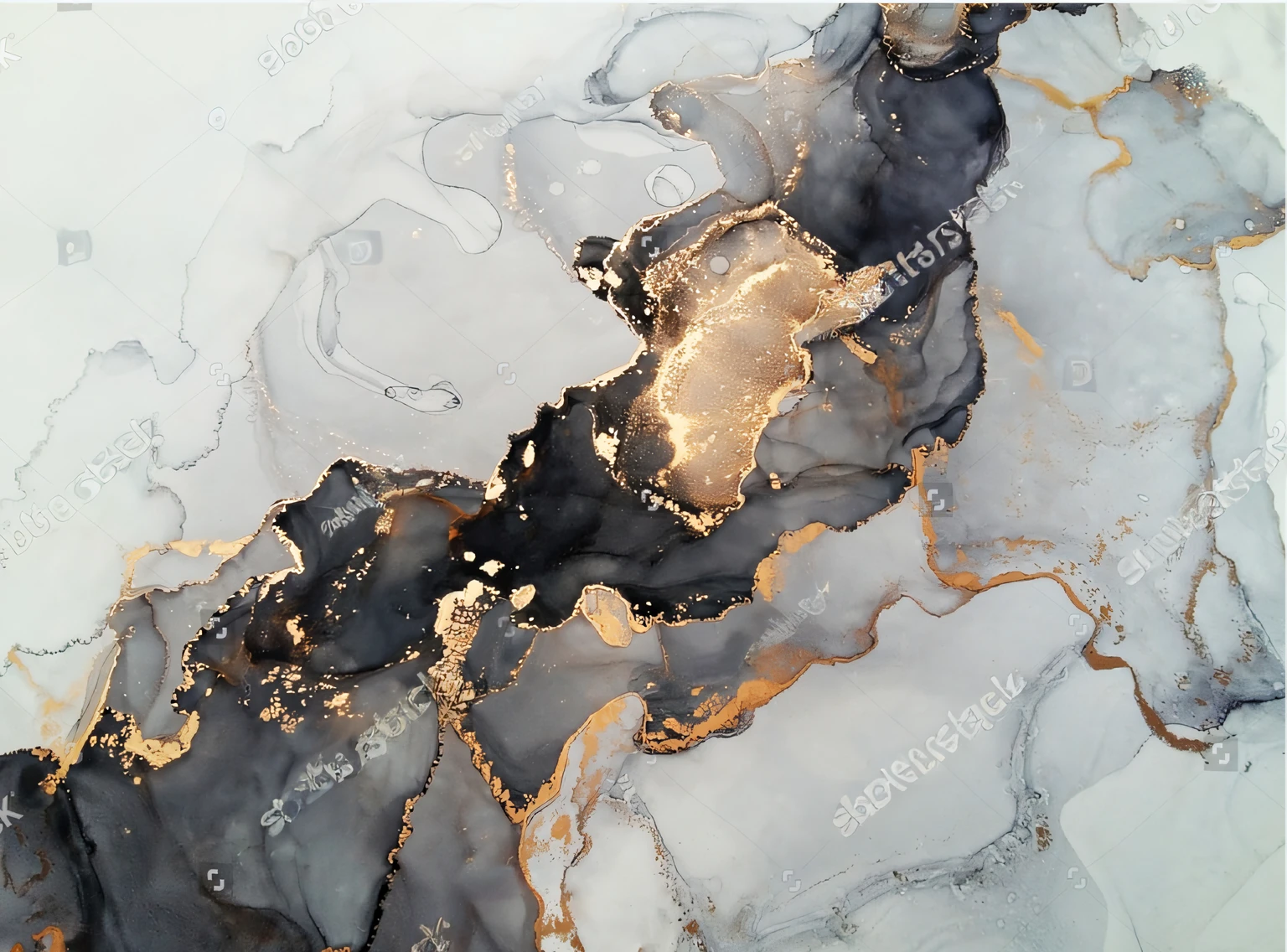 a close up of a black and gold marble slab with a white background, gilded marbled paper background, marble and hint gold, liquid golden and black fluid, heavenly marble, liquid marble fluid painting, marble and gold, black gold ink dripping, marbling effect, baroque marble and gold in space, alcohol ink painting, intricate flowing paint, black marble and gold --auto