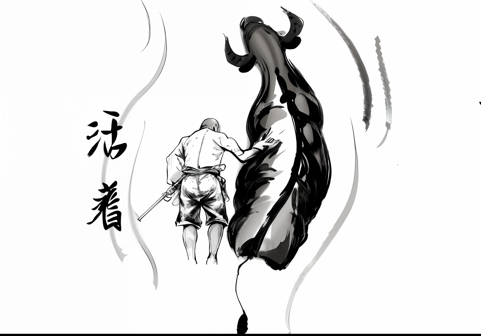 arafed image of a man and a woman walking together, sumi ink style, inspired by Shūbun Tenshō, inspired by Tōshūsai Sharaku, inspired by Kaigetsudō Anchi, inspired by Kanō Sansetsu, inspired by Gatōken Shunshi, inspired by Kōshirō Onchi --auto