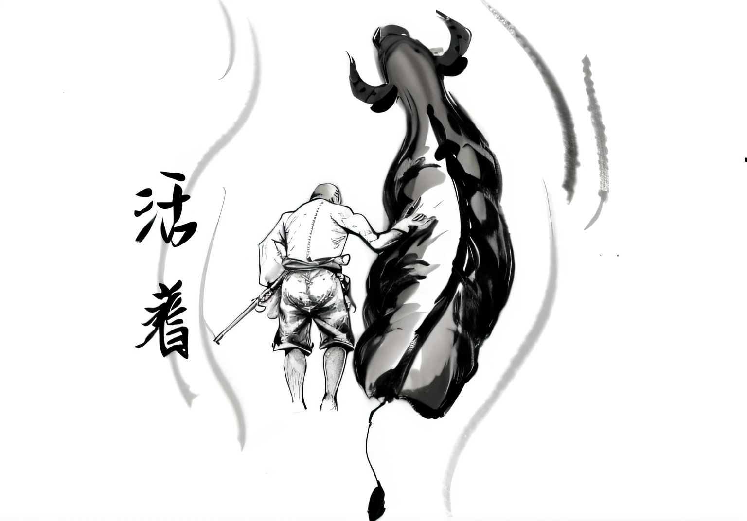 arafed image of a man and a woman walking together, sumi ink style, inspired by Shūbun Tenshō, inspired by Tōshūsai Sharaku, inspired by Kaigetsudō Anchi, inspired by Kanō Sansetsu, inspired by Gatōken Shunshi, inspired by Kōshirō Onchi --auto
