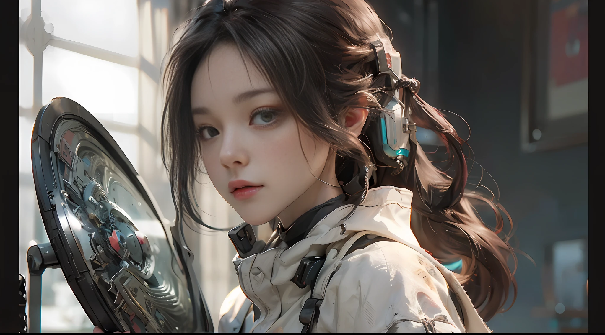 ((bestbestquality)), ((master masterpiece)), (Detail:1.4), 3D, A beautiful cyberpunk female image,HDR(high dynamic range),ray traced,NVIDIA RTX,Super-Resolution,Unreal 5,Subsurface scattering、pbr texturing、Postprocess、Anisotropic Filtering、depth offield、Maximum Clarity and Clarity、Multilayer texture、Albedo and Specular map、Surface coloring、Mitsu-Accurate simulation of material interactions、Perfect Scale、Octane Render、Two-color light、large aperture、low ISO、white balance、Rule of Thirds、8K RAW、Hair details