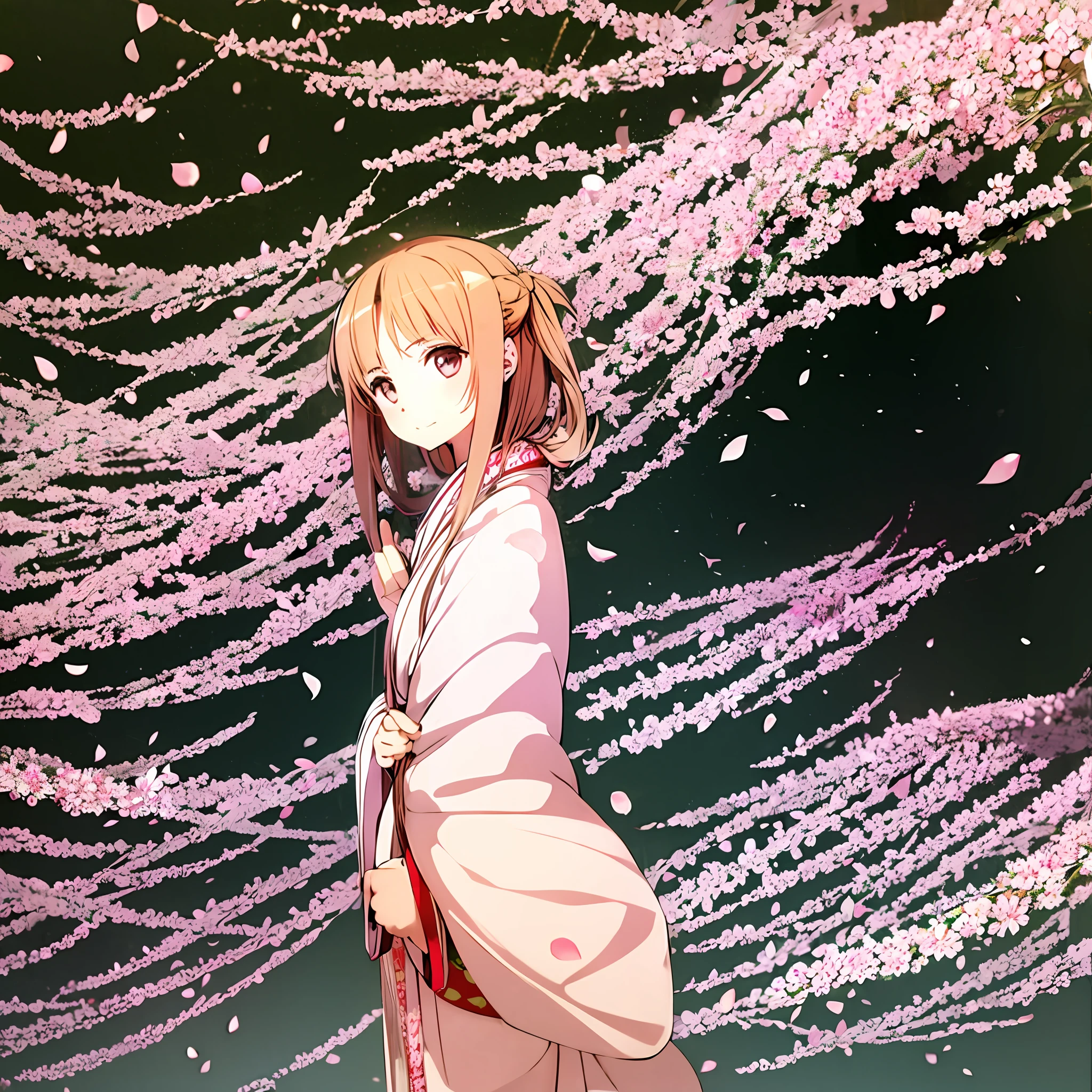 Girl in kimono under plum blossoms --auto