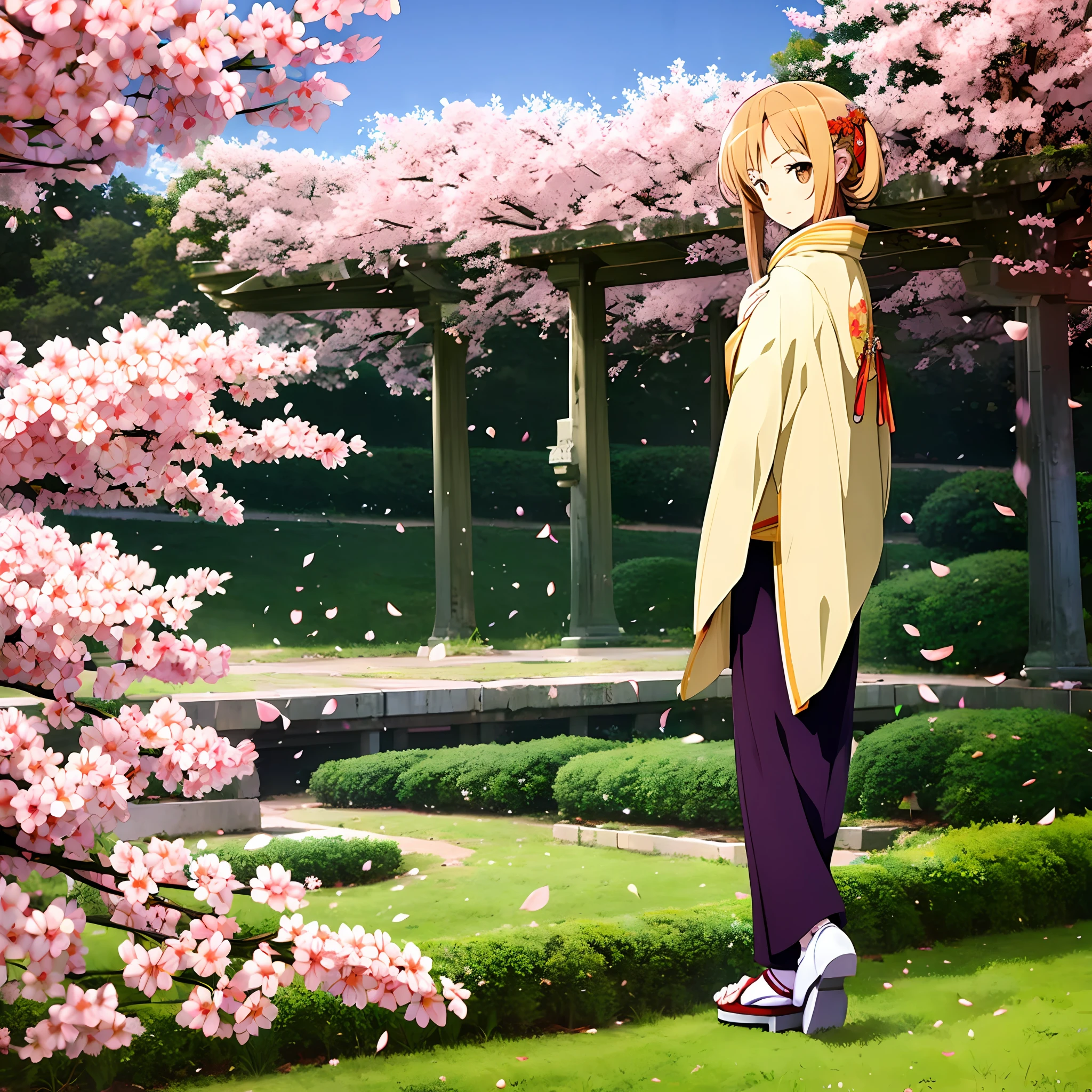 Girl in kimono under plum blossoms --auto