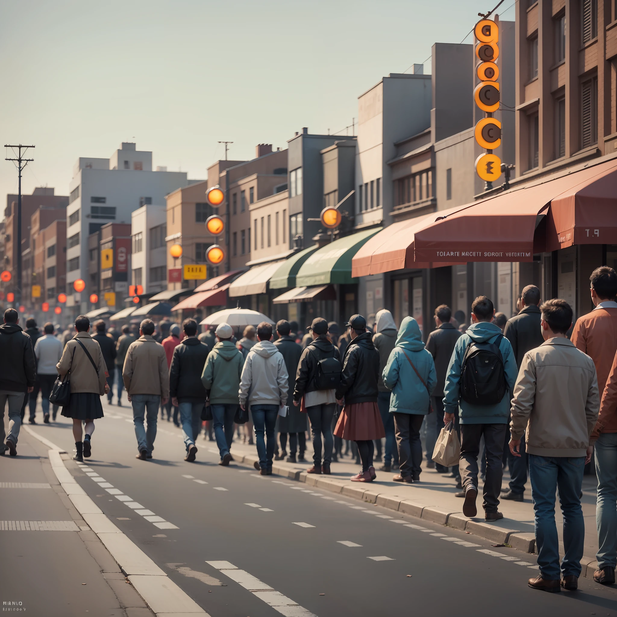 Busy street with several people