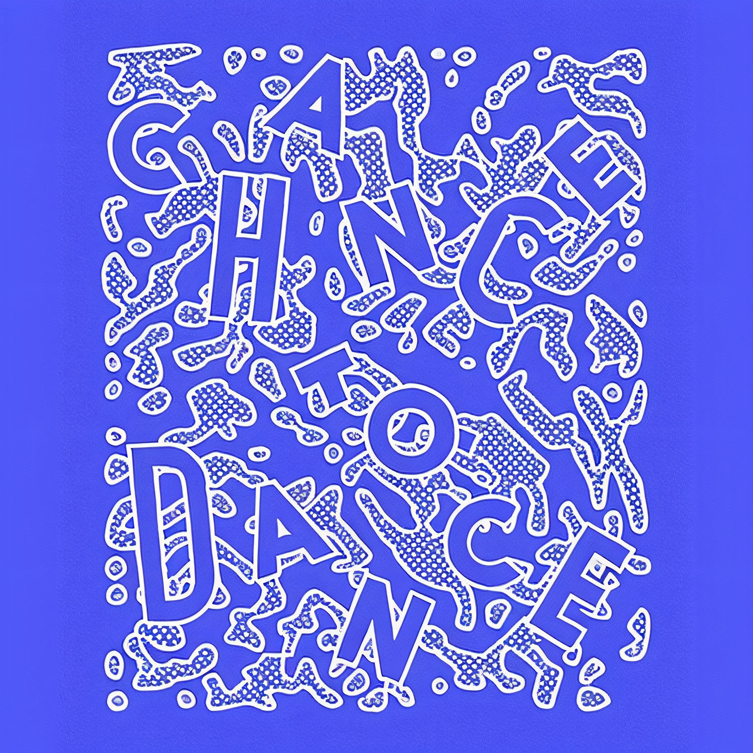 A blue and white poster，It says thank you for the dance, grained risograph, ( ( risograph ) ), official works, change, hand drawn type, dancer, album cover, palace dance, Album Cover, round dance, Dance，, dancing, Author：Gwen Barnard, hand drawn illustration, risograph poster, Trance,, Author：Nancy Graves --auto