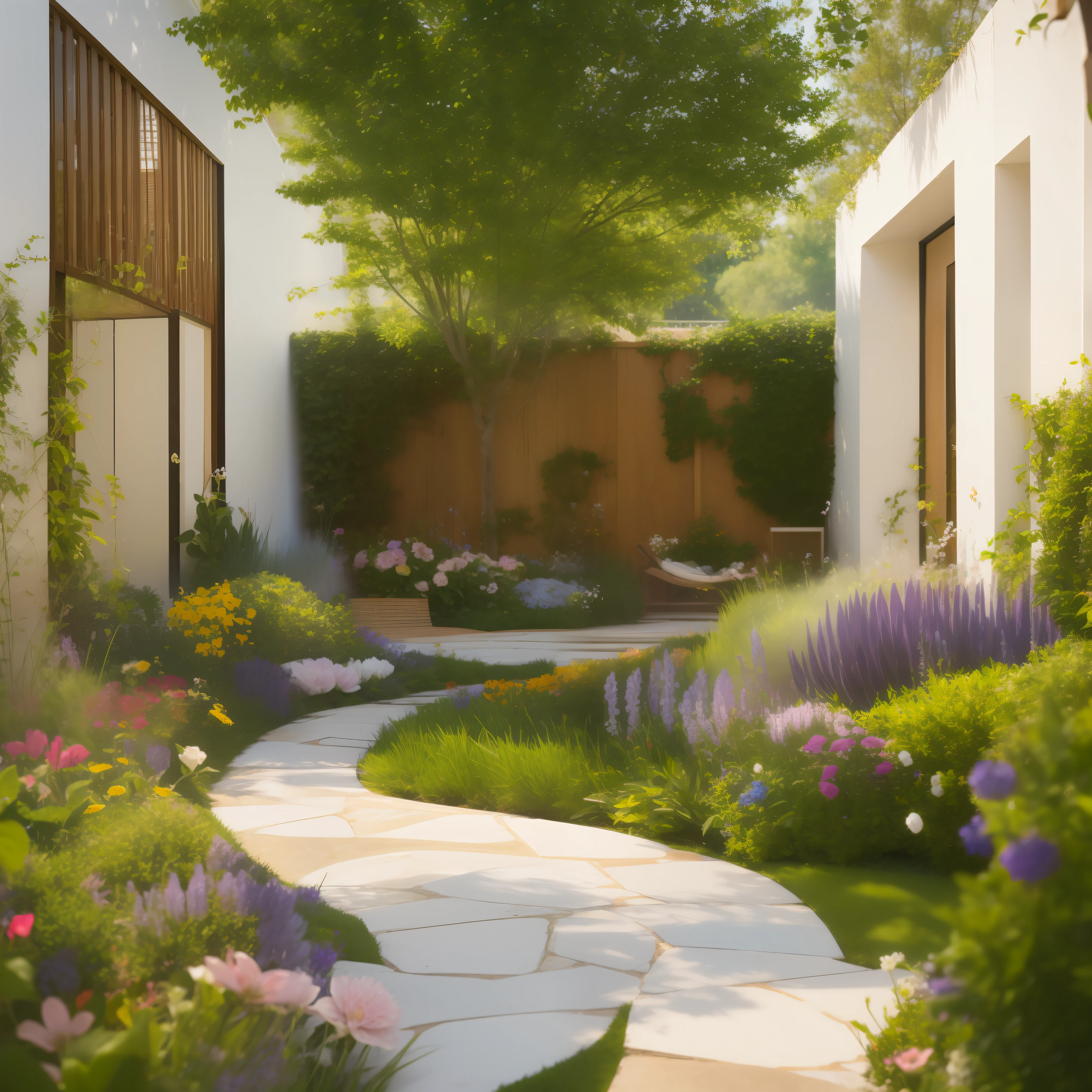 european style，Swedish style，Italian style，US style，Royal Gardens，Flower Garden，Courtyard，Back garden，Relaxation area，running water，Scenic wall