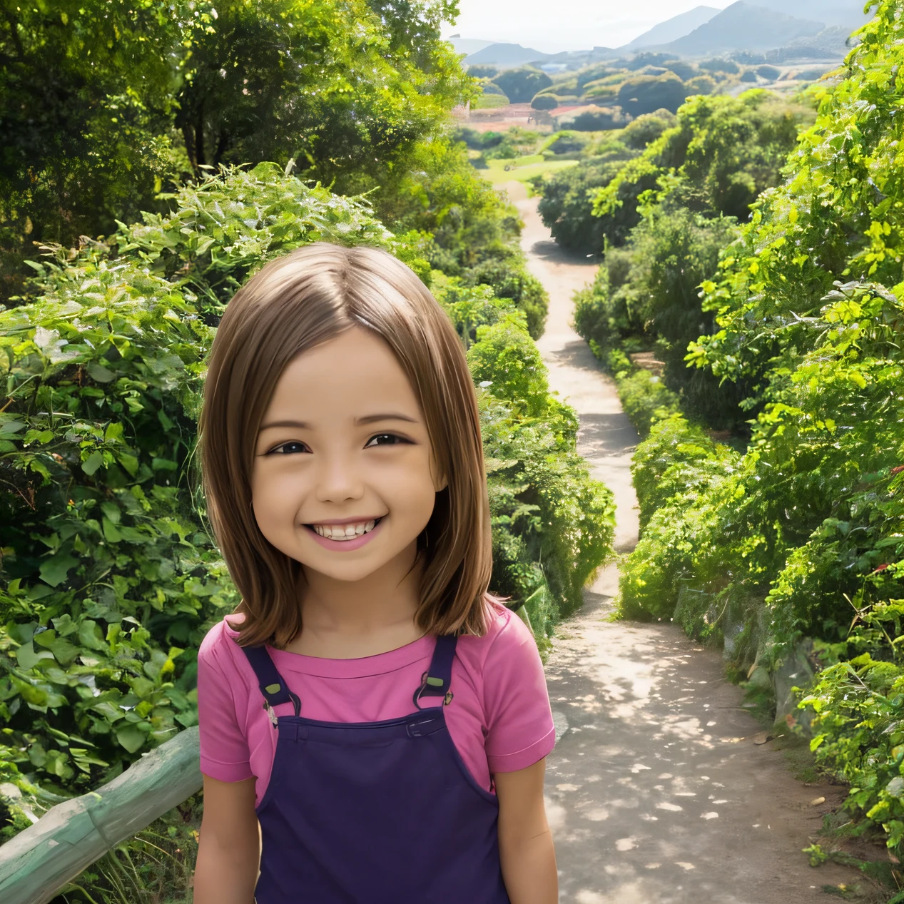 Cabelo preto Park Walk Sorriso feliz O vento sopra e as calcinhas estão à vista Menina de 8 anos Calcinha branca Duas meninas --auto