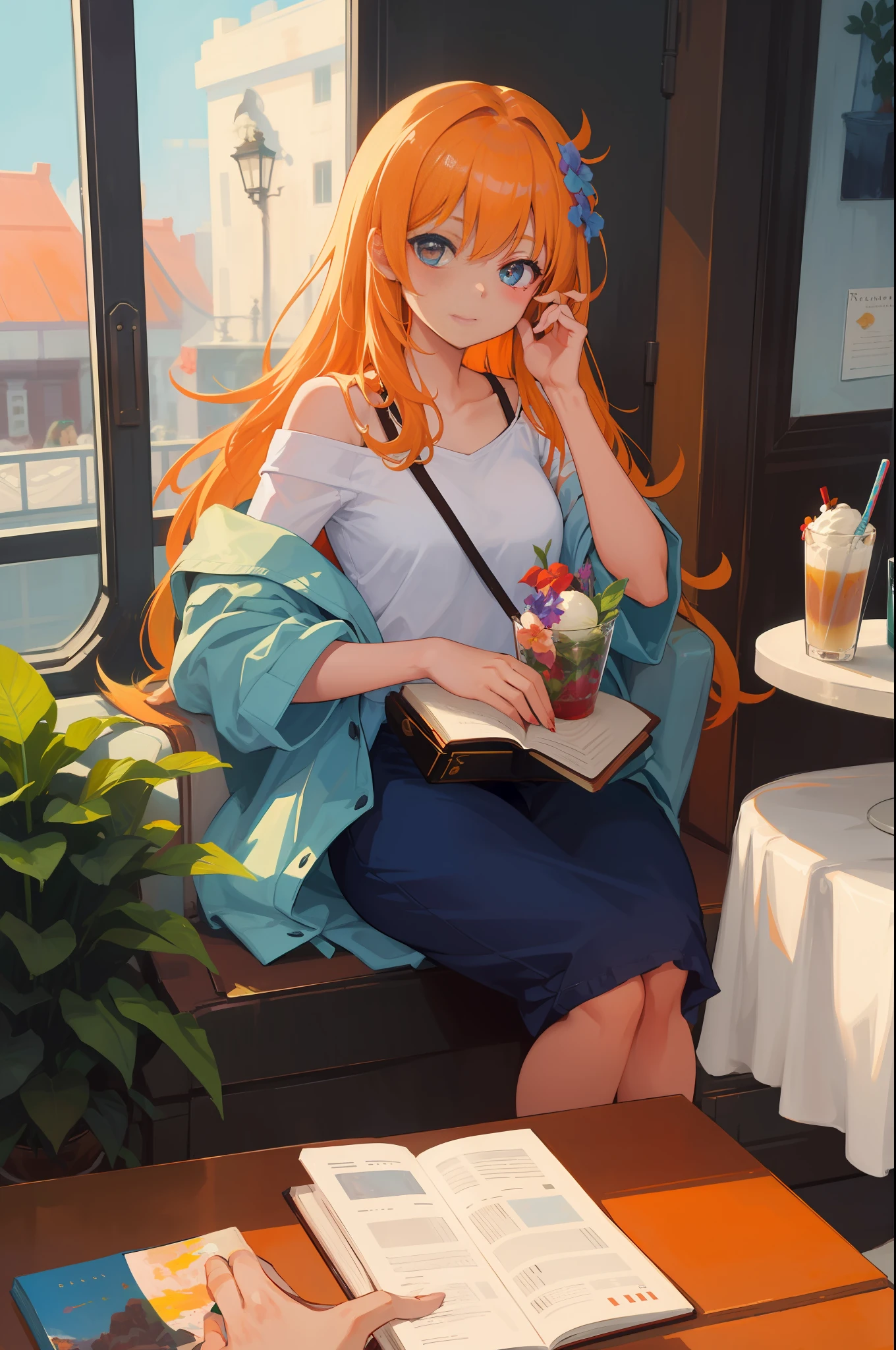 Masterpeace, BestQuality, 1 женщина, 28 лет, (floral panties), train, in a café, Books, Ice cream, Bright colors, volume lighting, best shadows, Shallow Depth of Field, (Top quality, amazing details: 1,25), Brilliant Colorful Paintings, nature, fountain, fancy, magic, flicker, Glare, neon garland, 8k