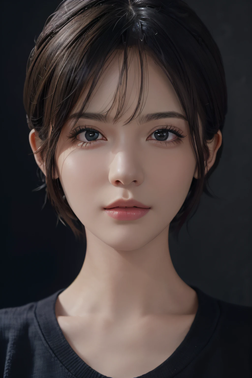 (masterpiece:1.3), (8k, photorealistic, RAW photo, best quality: 1.4), (1girl), beautiful face, (realistic face), (black hair, short hair:1.3), beautiful hairstyle, realistic eyes, beautiful detailed eyes, (realistic skin), beautiful skin, (sweater), absurdres, attractive, ultra high res, ultra realistic, highly detailed, golden ratio